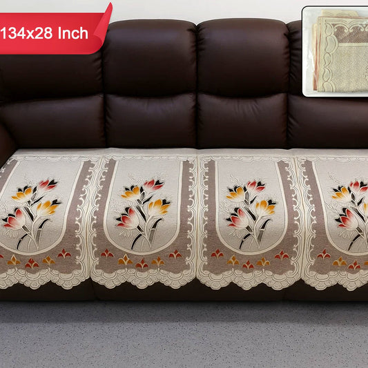 Floral Sofa Seat Protector Runner - 134x28 Inch - Happy Price - Image 1