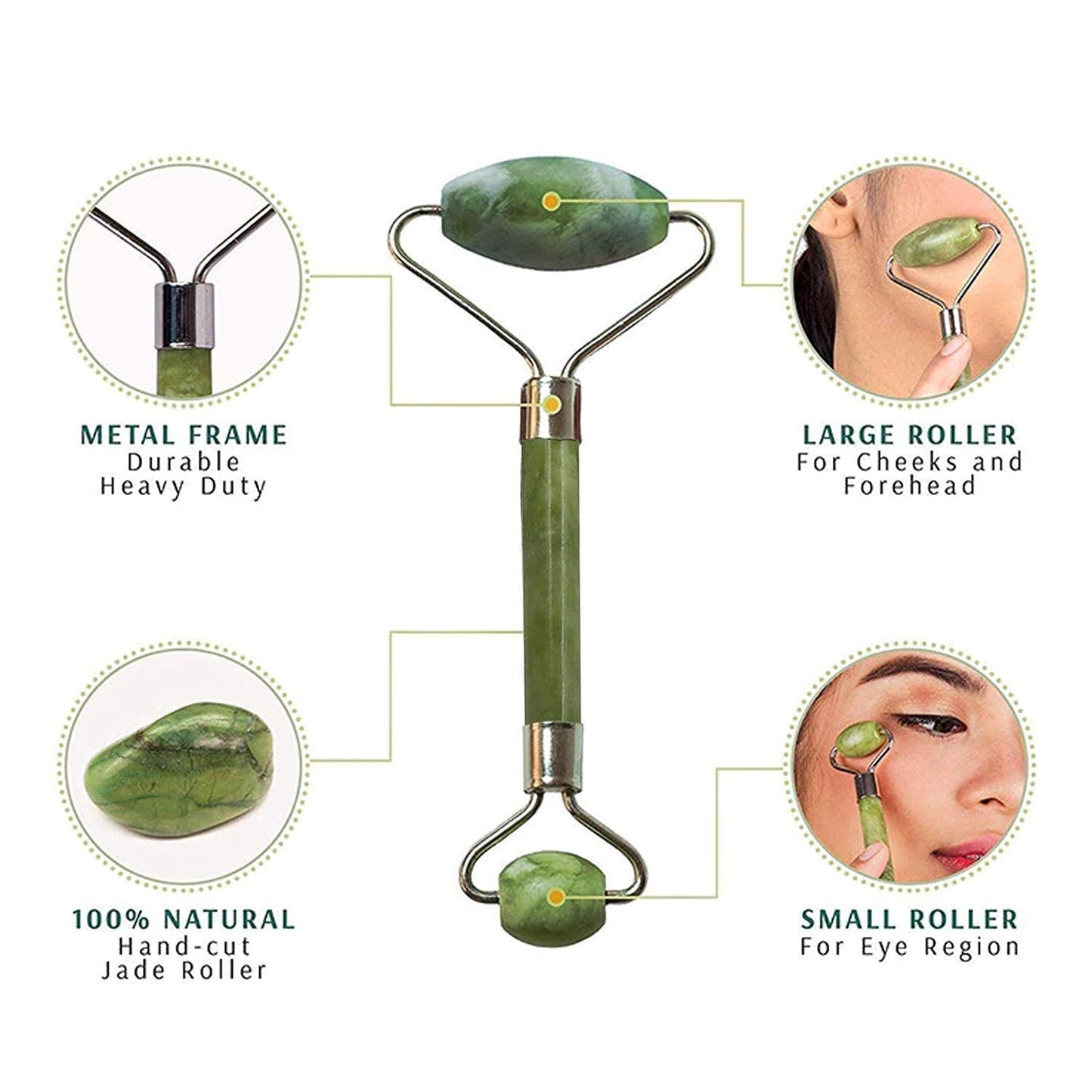 Dual Head Jade Stone Face Roller & Gua Sha Set - Natural Skin Massager (1 Pc) - Happy Price - Image 5