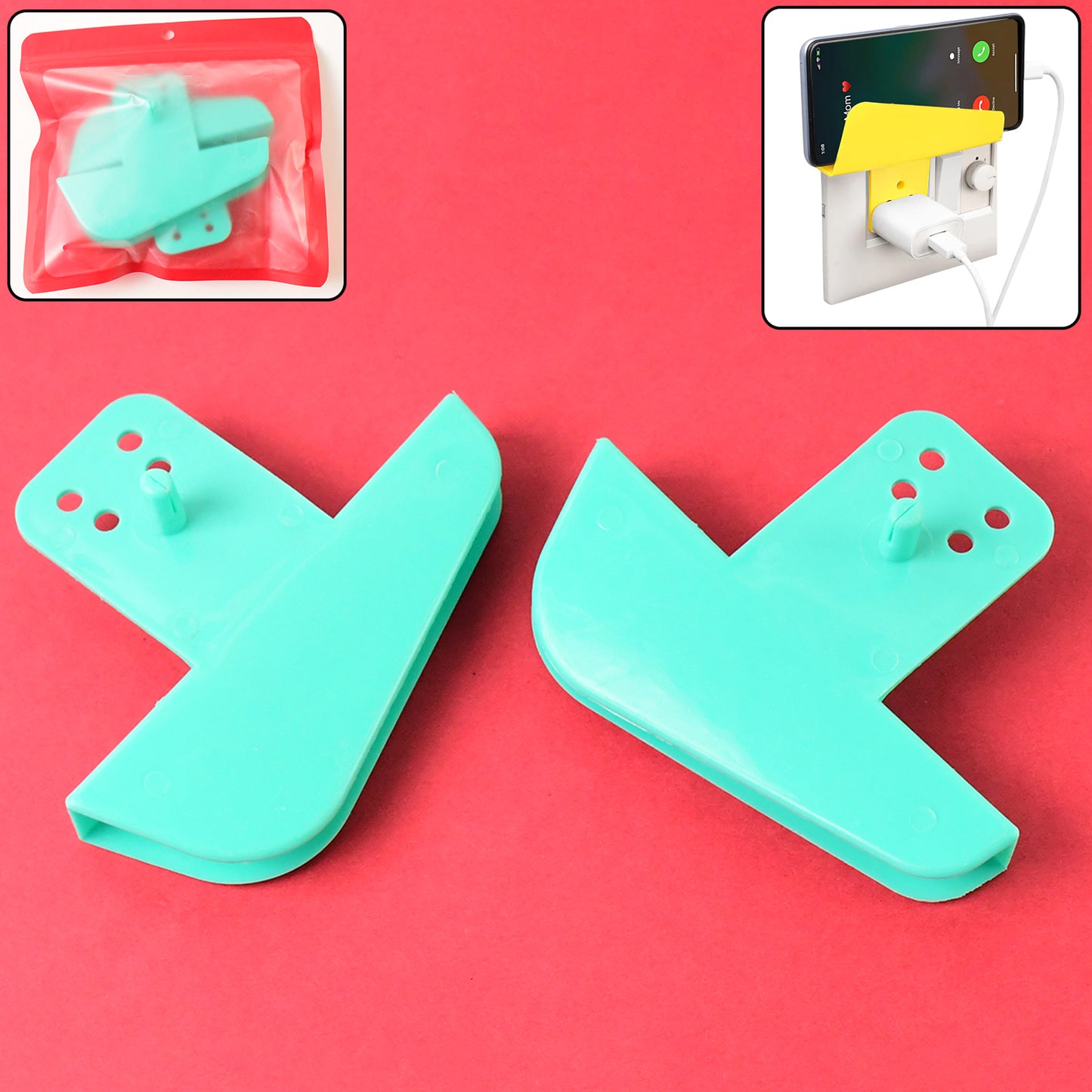 Plastic Secure Mobile Phone Charging Stand Holder (2 Pc  Mix Color) - Happy Price - Image 2