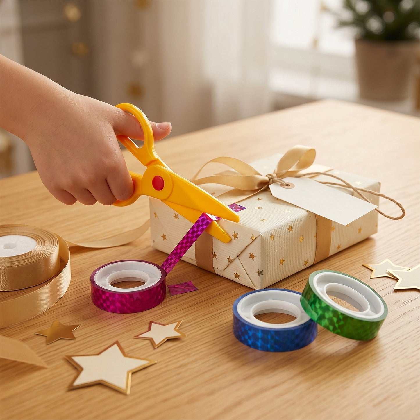 Holographic Decorative Tape Set With Scissors (1 Set 39 Roll)