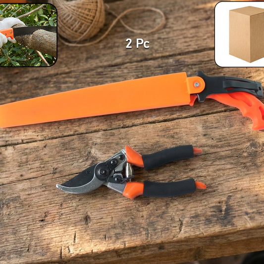 Gardening Tool Set: 2 Pc Pruning Shears & Hand Saw Combo for Garden Maintenance - Happy Price - Image 1