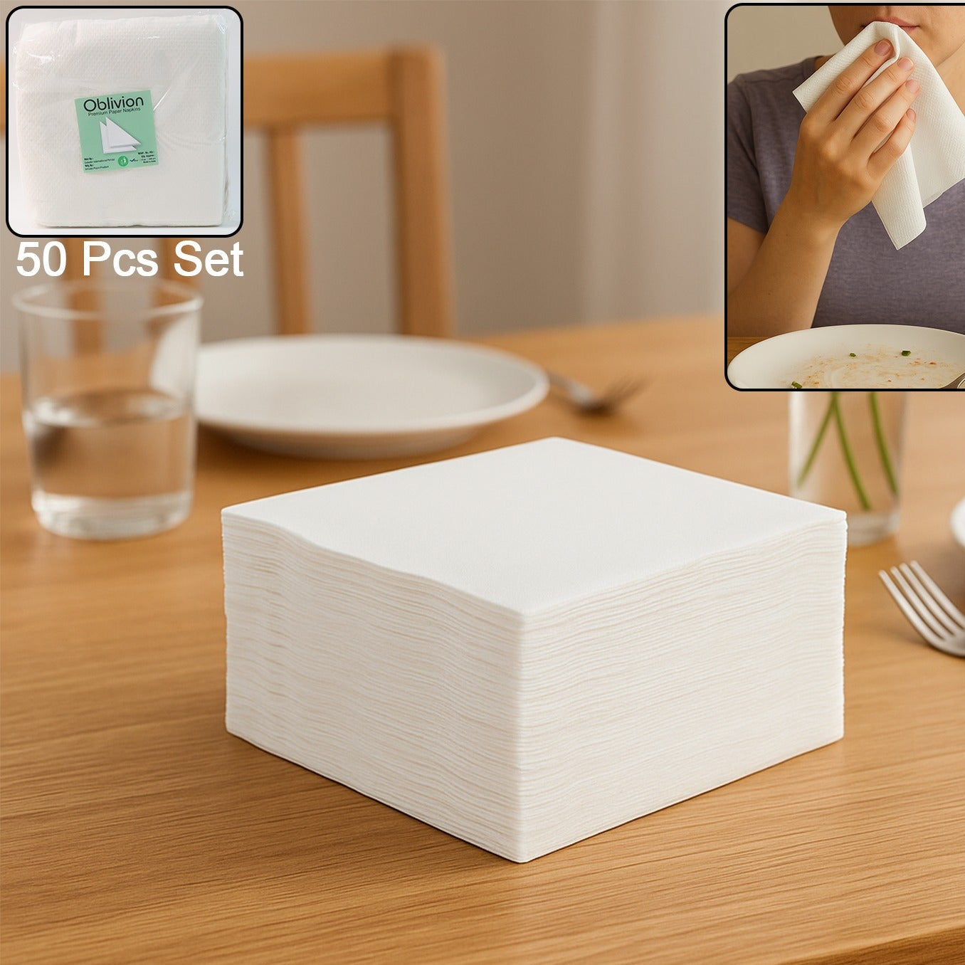 Soft  Absorbent Disposable Tissue Paper  Napkins Set (50 Pc) - Happy Price - Image 1