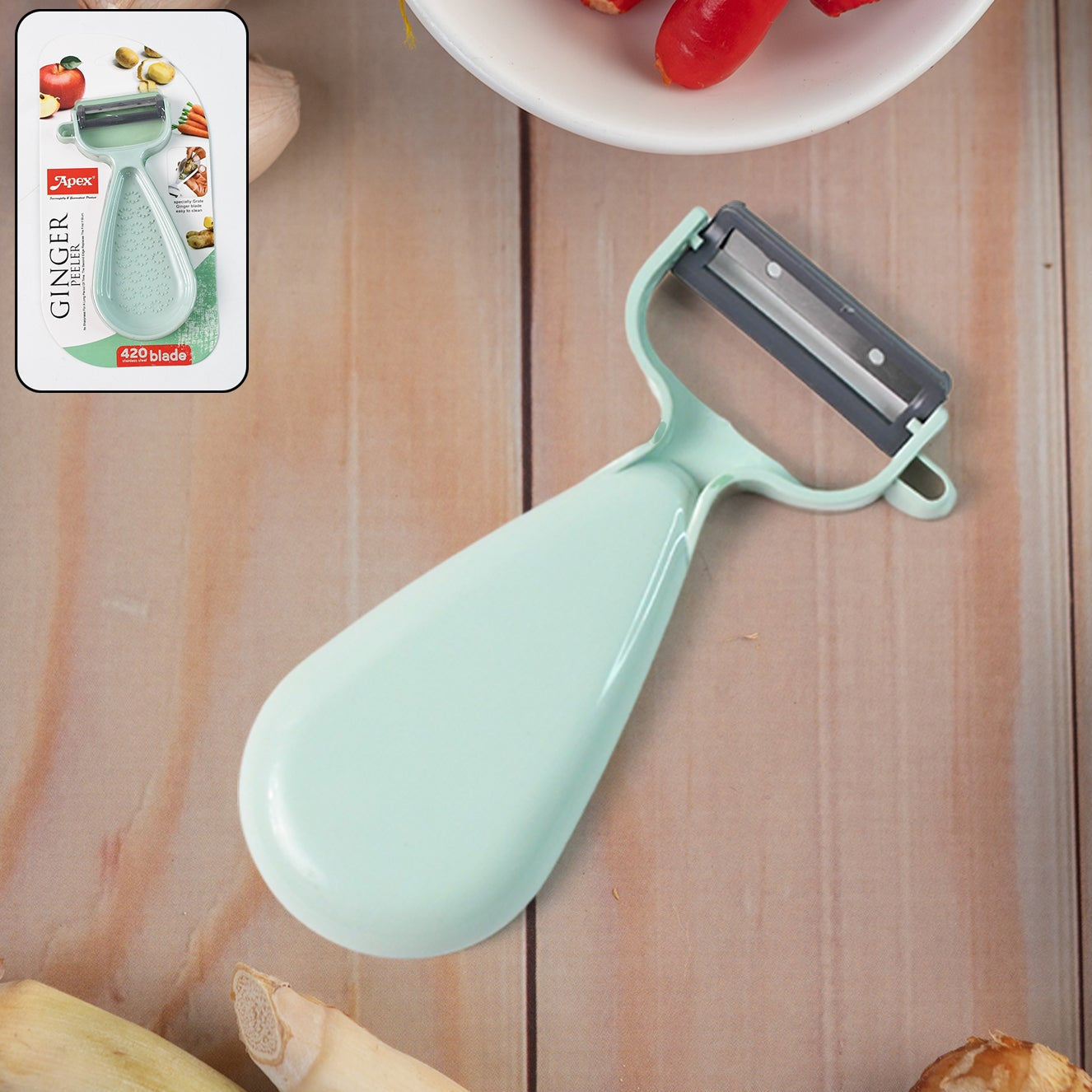 Apex Multipurpose Ginger Peeler With Stainless Steel Dual Blade - Happy Price - Image 1