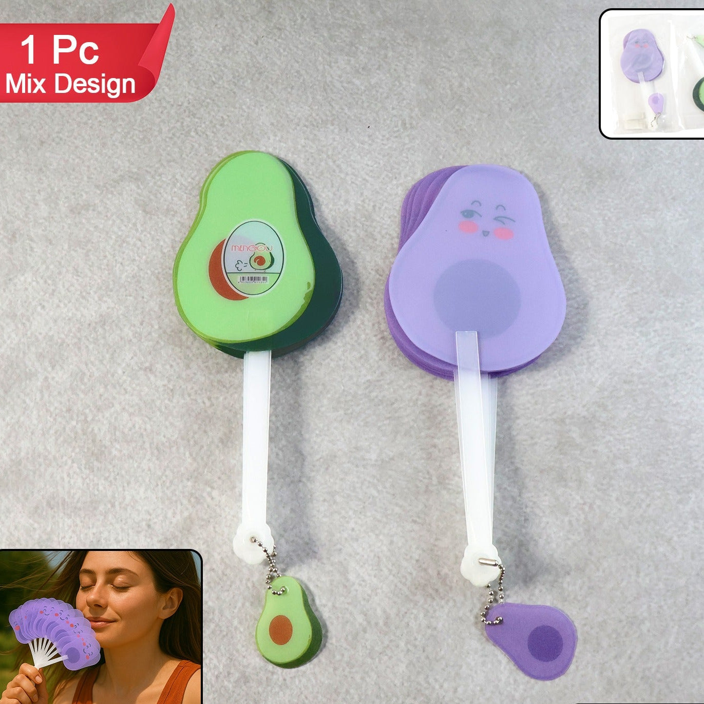 Foldable Pocket Fan with Keychain - Compact & Portable Cooling (1 Pc) - Happy Price - Image 1