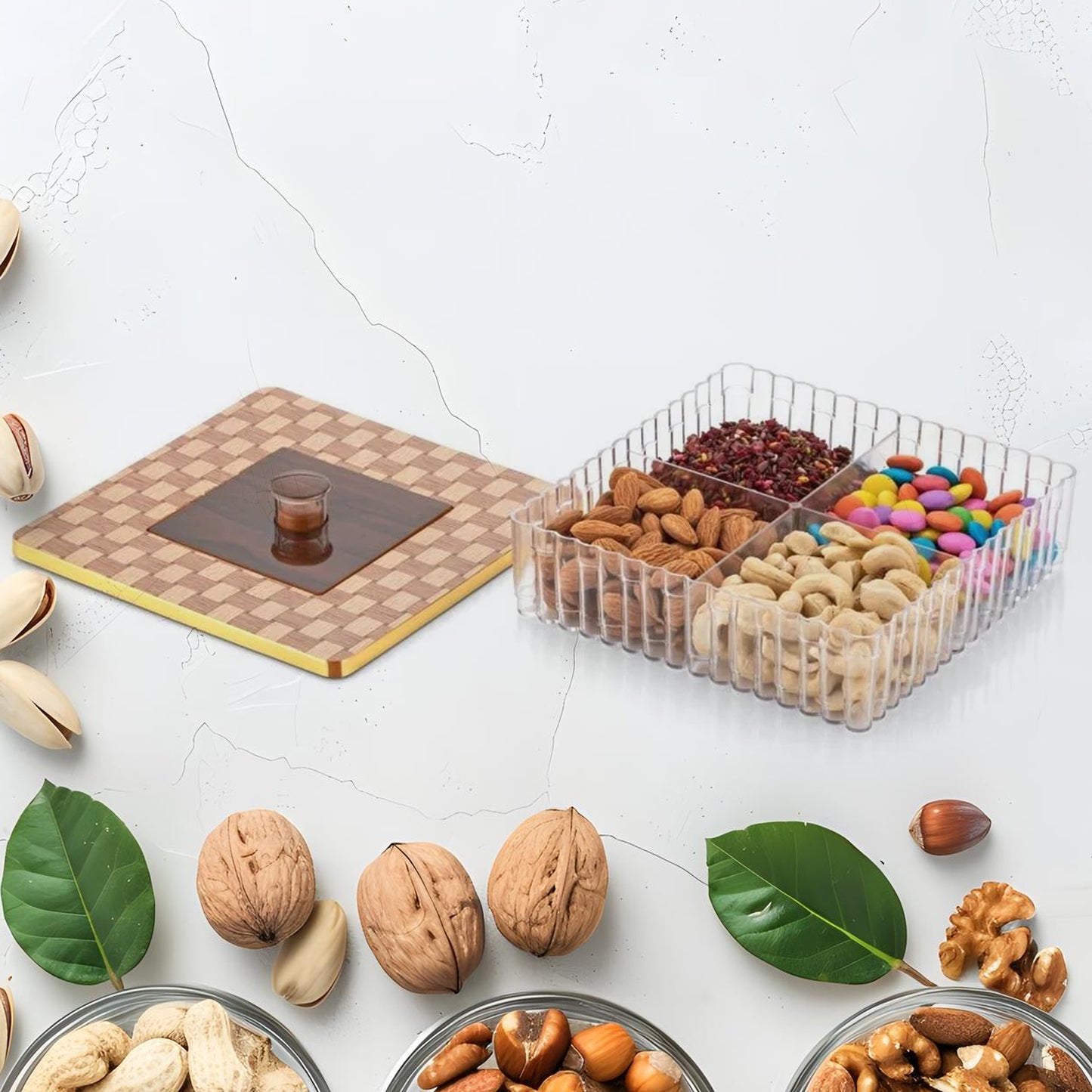 Super King Exclusive 4 Compartment Dry Fruit Box - Airtight Plastic Container (1 Pc) - Happy Price - Image 2