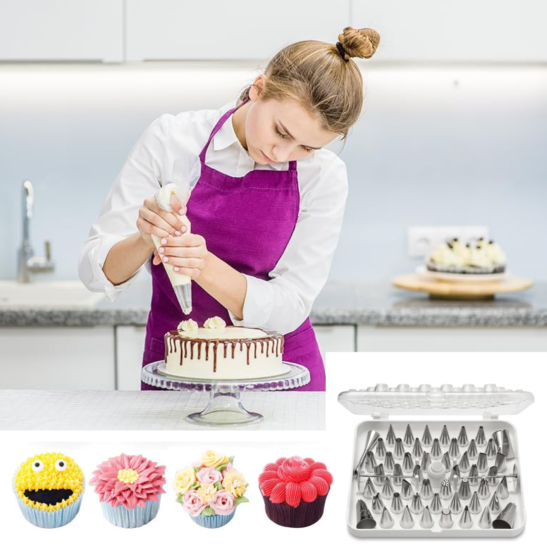 55-Piece Cake Decorating Nozzle Set for Pastry Art - Happy Price - Image 1