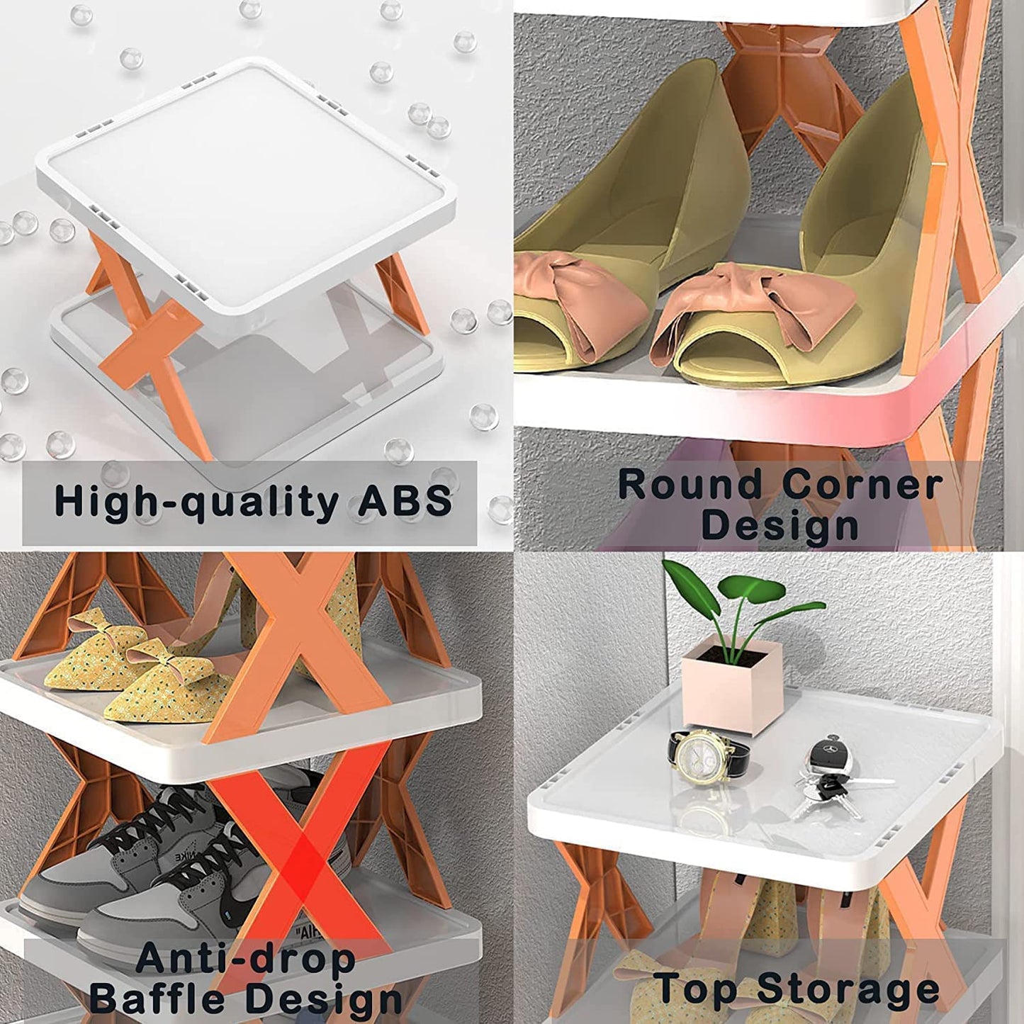 5 Tier Shoes Stand Shoe Tower Rack Suit For Small Spaces Closet Small Entryway Easy Assembly And Stable In Structure Corner Storage Cabinet For Saving Space - Happy Price - Image 6