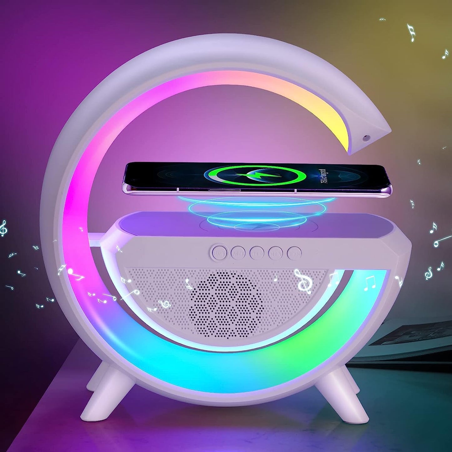3-in-1 LED Night Lamp with Bluetooth Speaker and Wireless Charger - Happy Price - Image 2