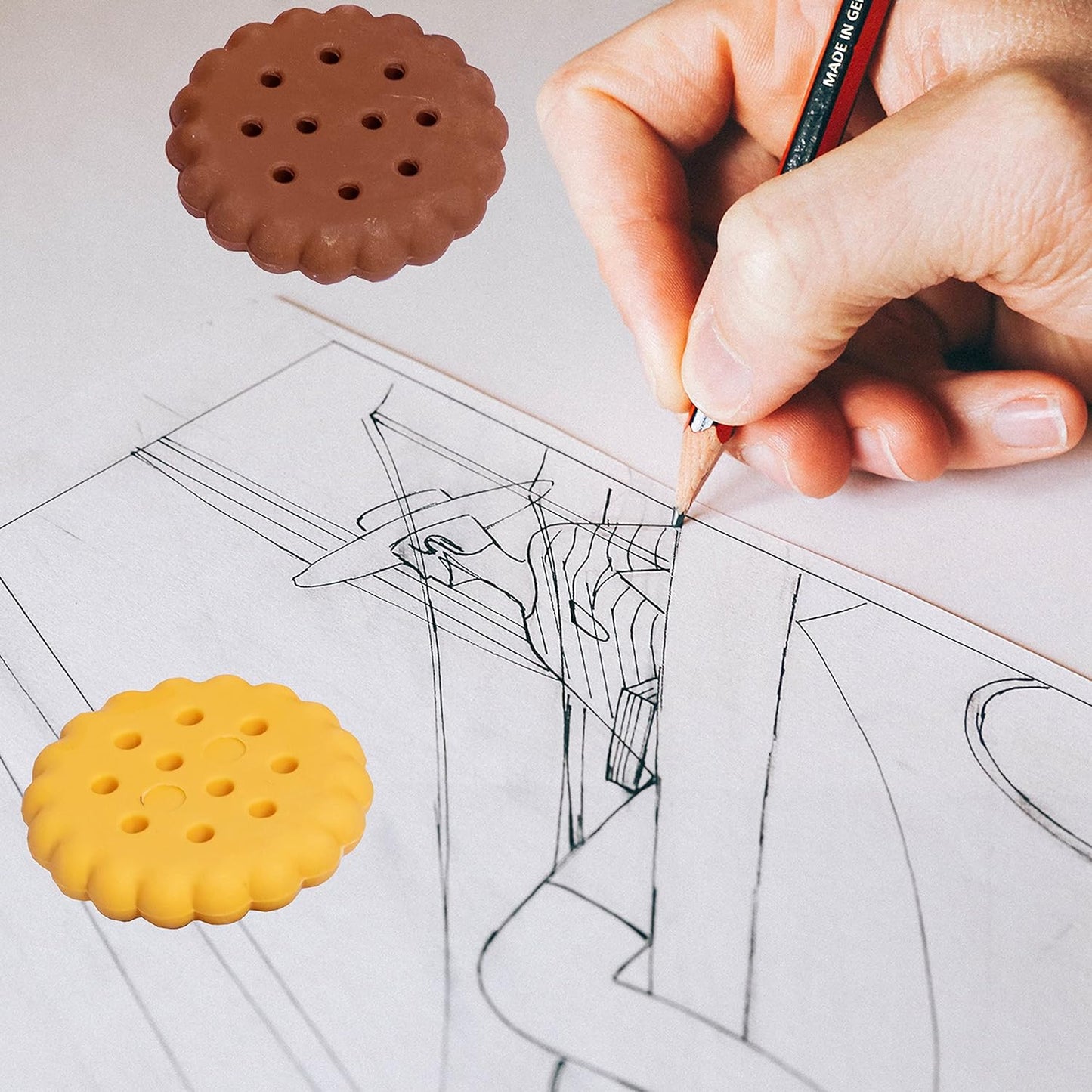 Pack Of 6 Erasers Erasers Stationery School Rubber Schools Sketches Office Sign Kid Party Favour Gift Toy Gift Creative Christmas Birthday Gift In Shape Biscuits (6 Pcs Set) - Happy Price - Image 5