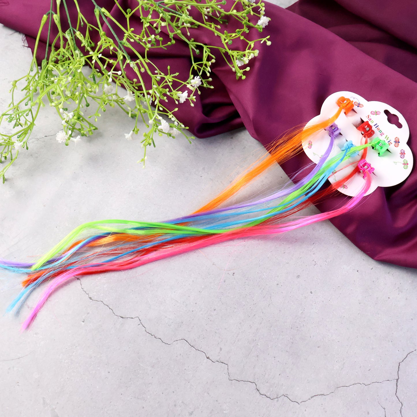 Kids Hair Clip-In Braids - 6 Pc Mix Color Fun Hair Extensions for Girls - Happy Price - Image 2