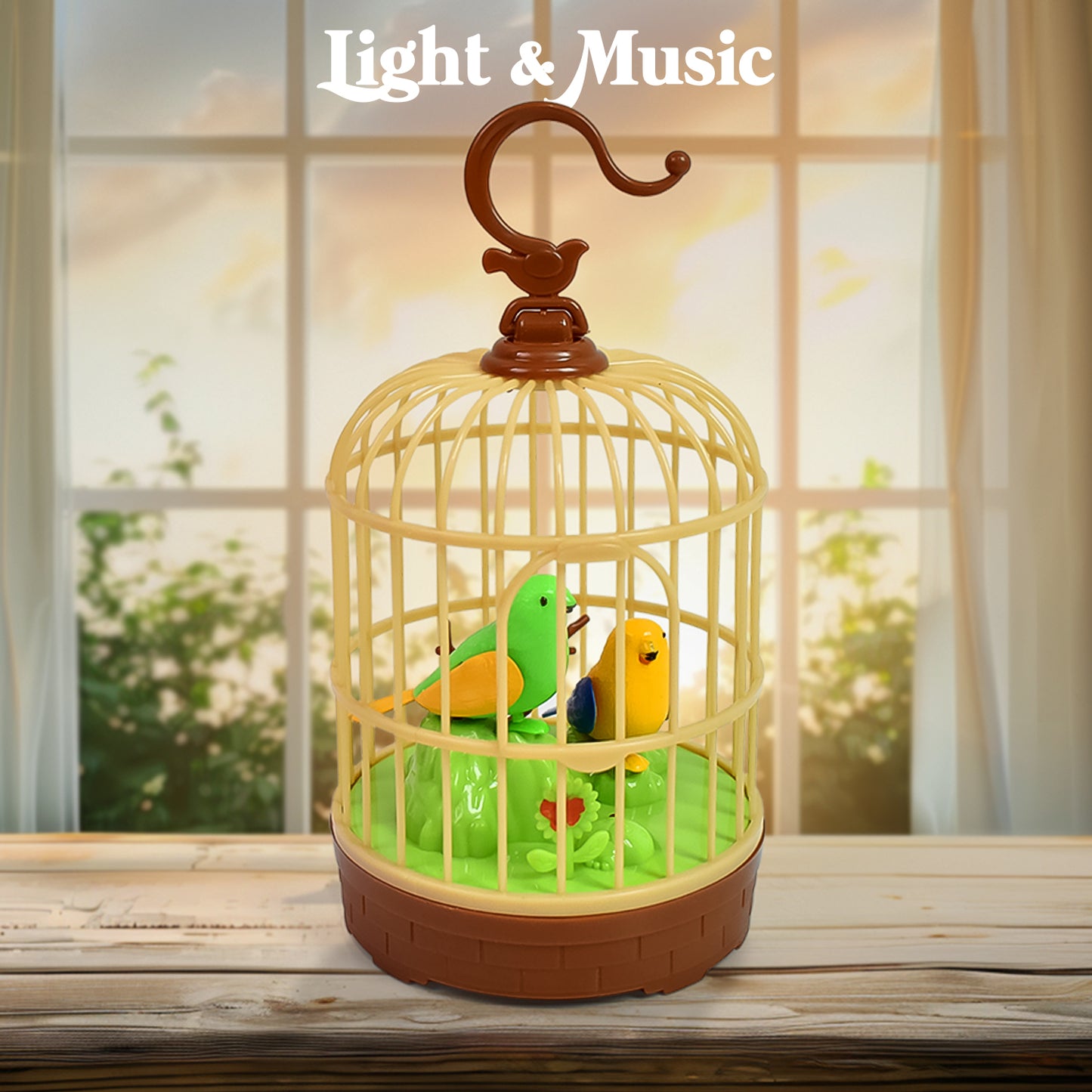 Sound Activated Chirping Bird In Hanging Cage Beautiful Pinjra Bird Toy (1 Pc  Battery Not Operated) - Happy Price - Image 2