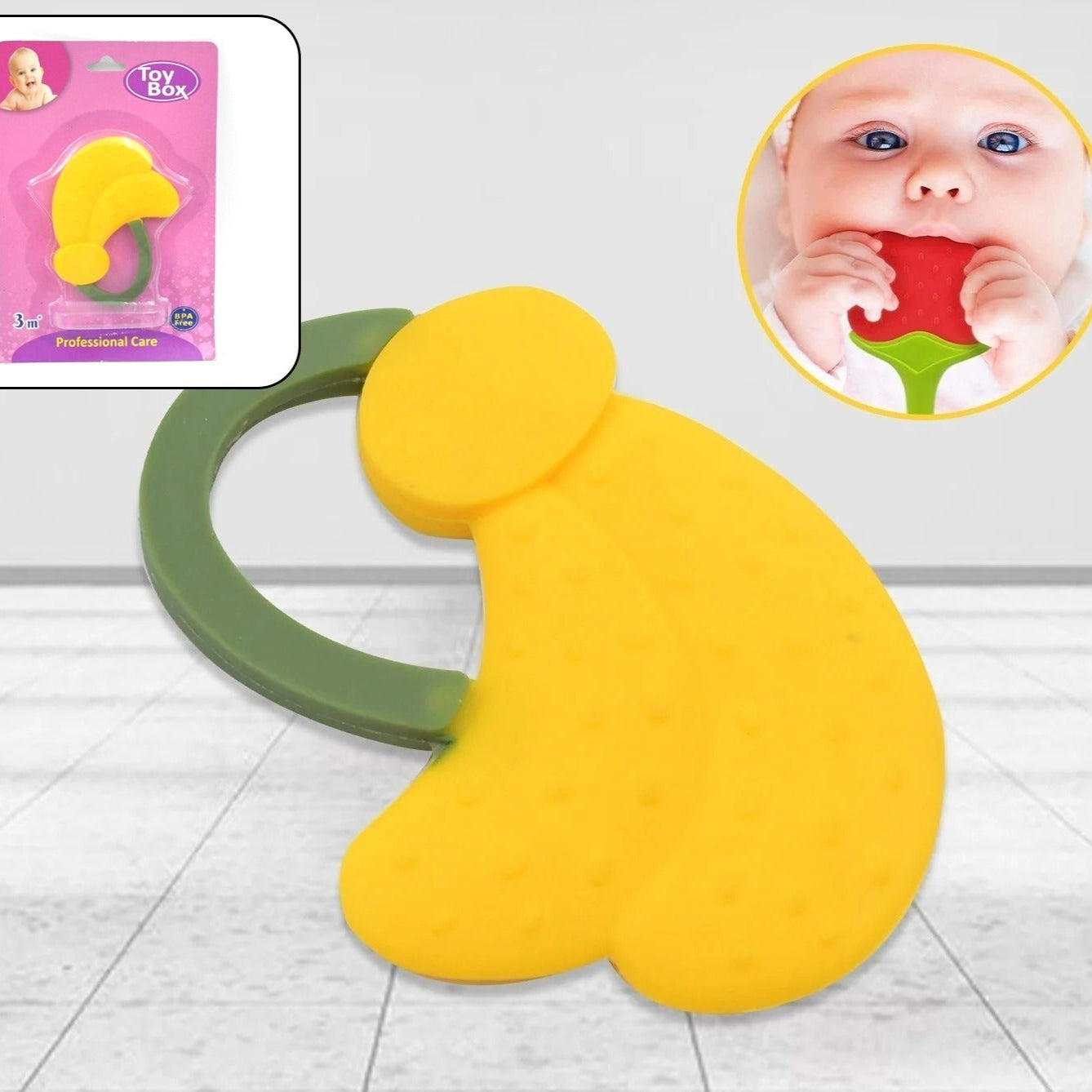 Baby Silicone Teether Fruit Teether For Toddlers100 Food Grade Silicone Teether Non-toxic  Latex Free Suitable For Kids Above 3 Months - Grapes Banana Watermelon (1 Pc ) - Happy Price - Image 1