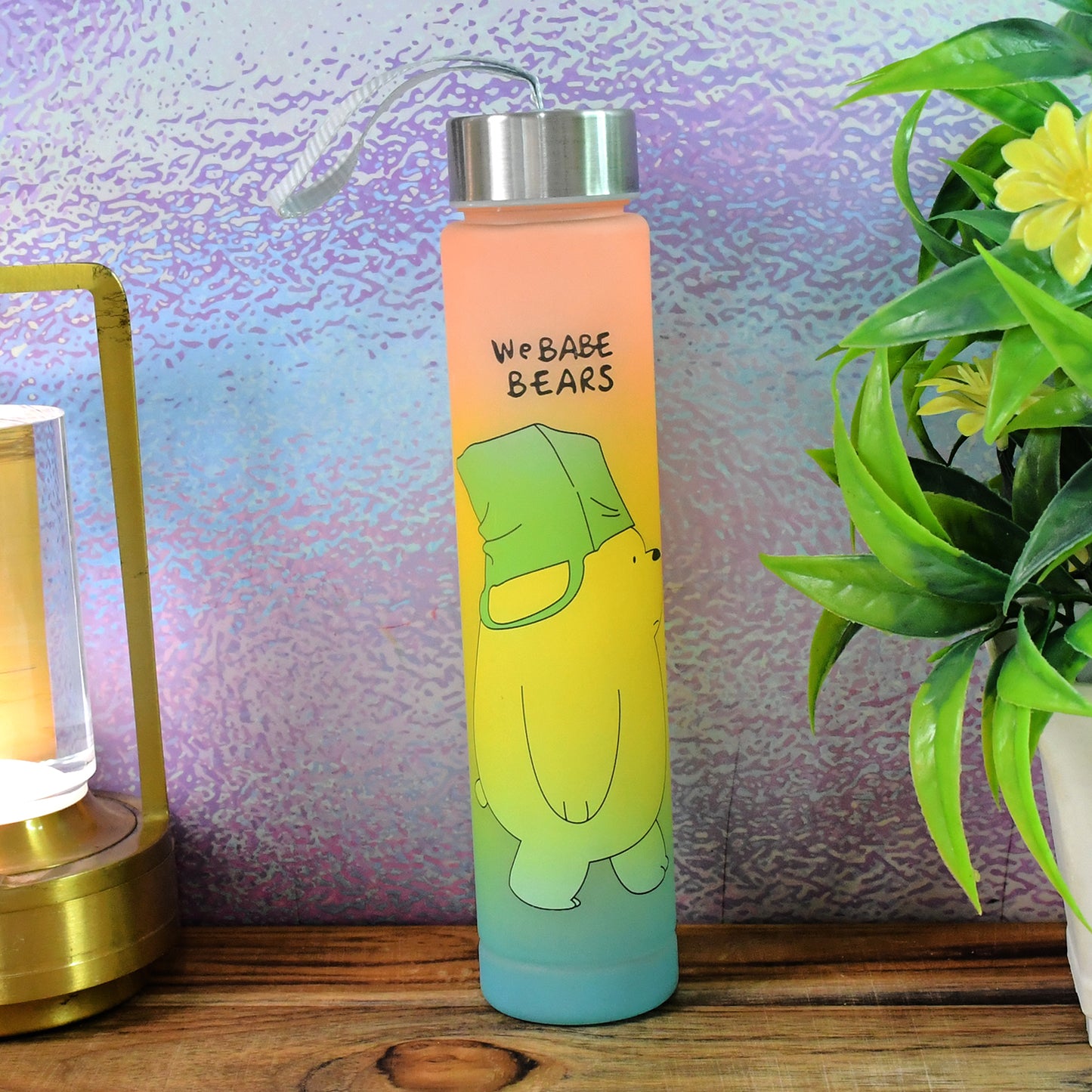 300 ML Cartoon Print Plastic Water Bottle with Leakproof Steel Cap & Strap - Happy Price - Image 4