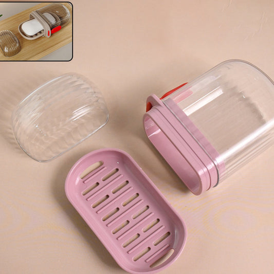Multipurpose Plastic Soap Dish With Transparent Dust-proof Lid Sabudani (1 Pc) - Happy Price - Image 1