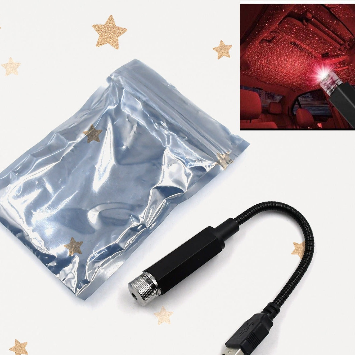 USB Star Projector Light for Car & Home - Romantic Atmosphere Maker - Happy Price - Image 1
