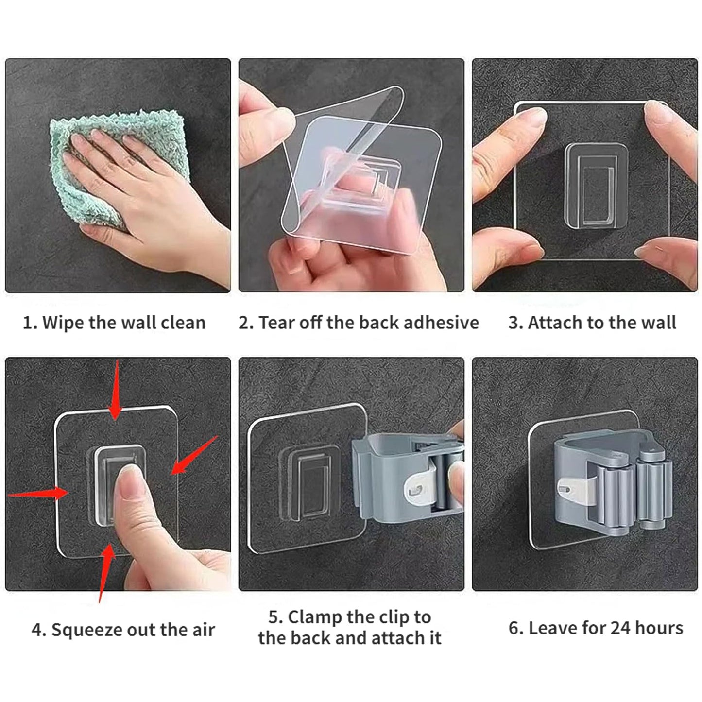 Self-adhesive Mop And Broom Holder Clips (6 Pc Set) - Happy Price - Image 6