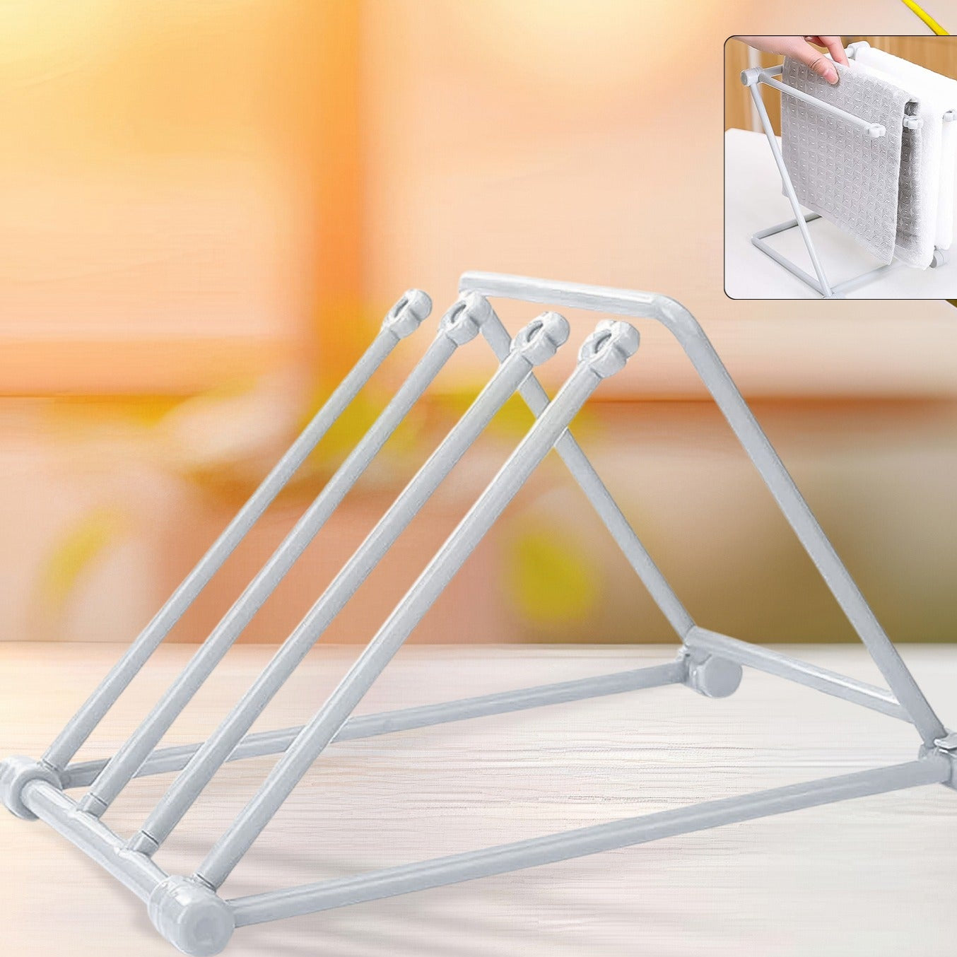 Folding Kitchen Bathroom Towel Rack Towel Stand (1 Pc) - Happy Price - Image 1