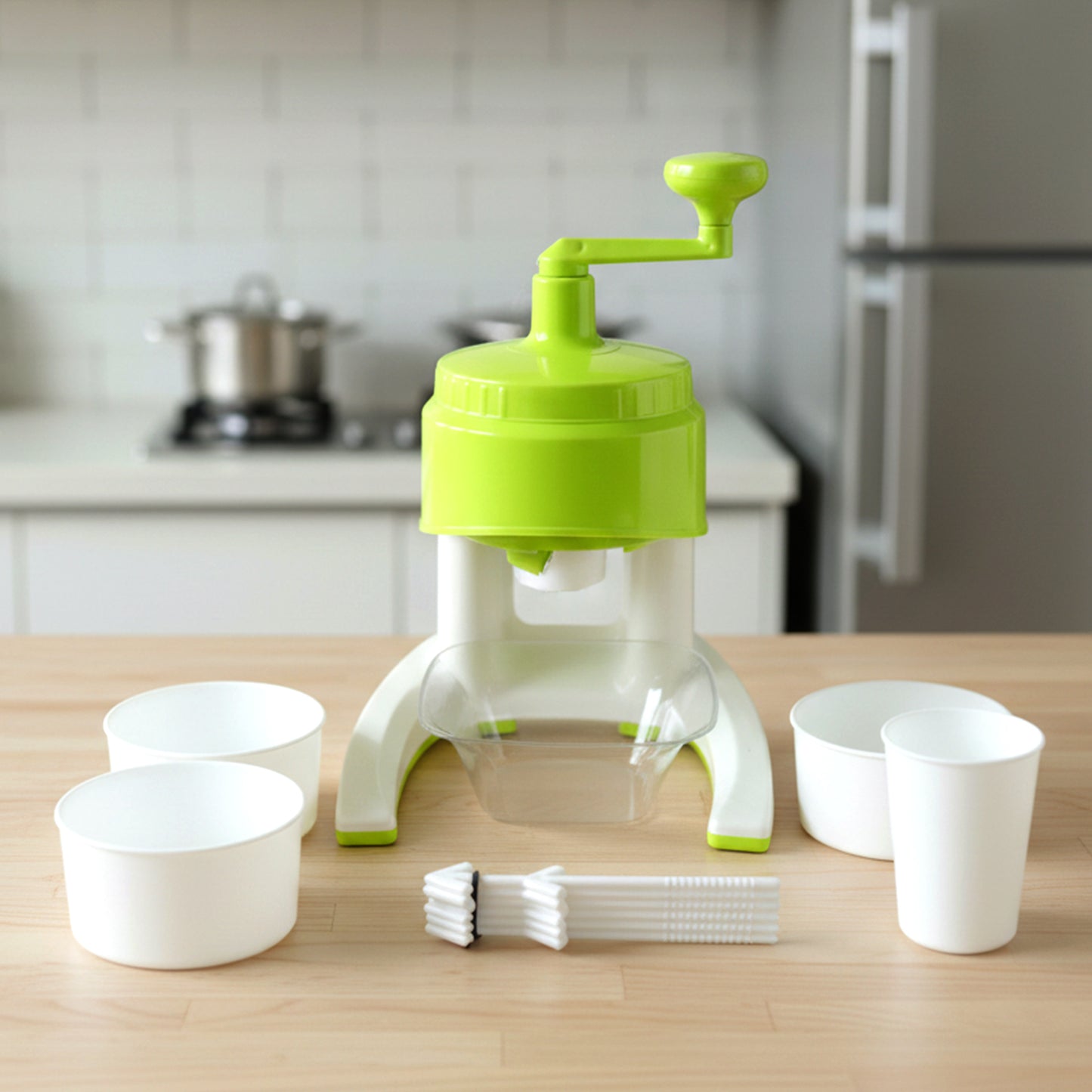 Manual Hand Crank Ice Crusher with Bowl & Cups - 1 Set Mix Color - Happy Price - Image 2