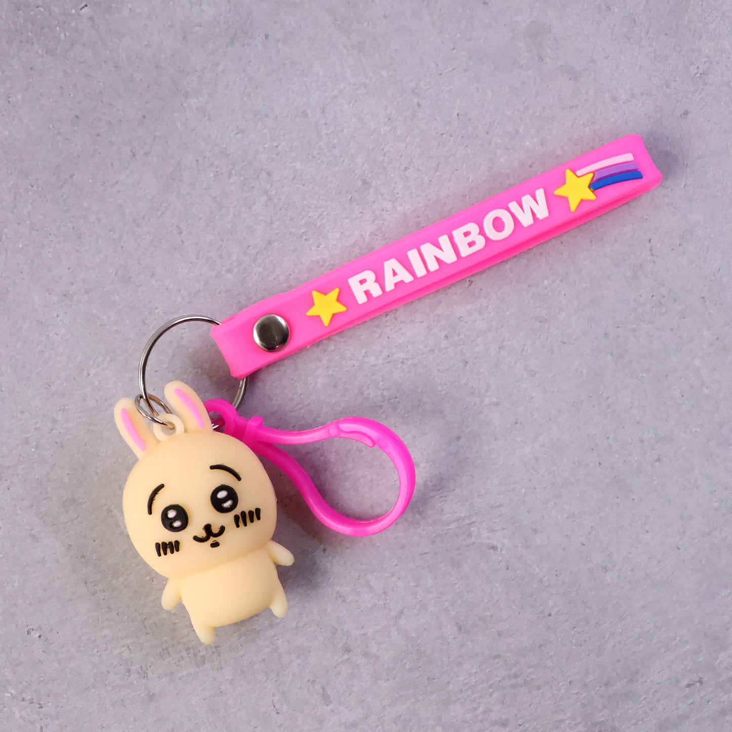 Cute Bunny Character Keychain with Rainbow Strap - 1 Pc - Happy Price - Image 3