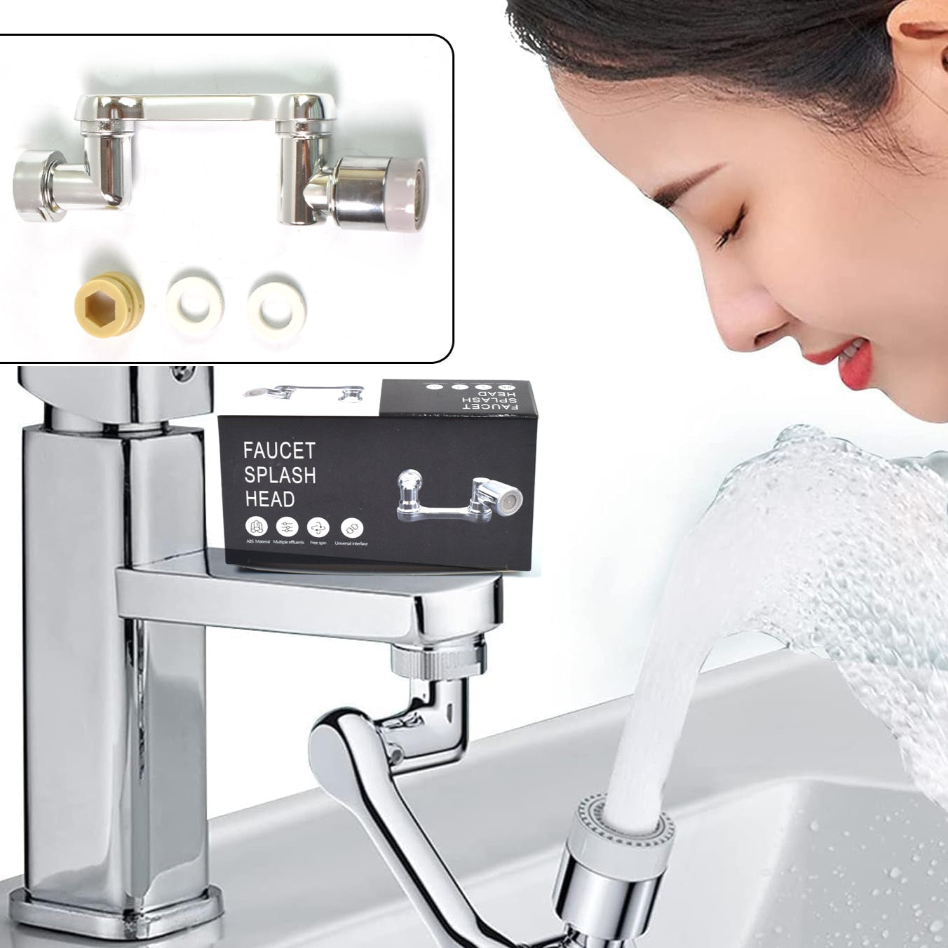 Flexible Faucet Splash Head Extender Aerator Universal Splash Filter Faucet Sprayer (1 Set) - Happy Price - Image 1
