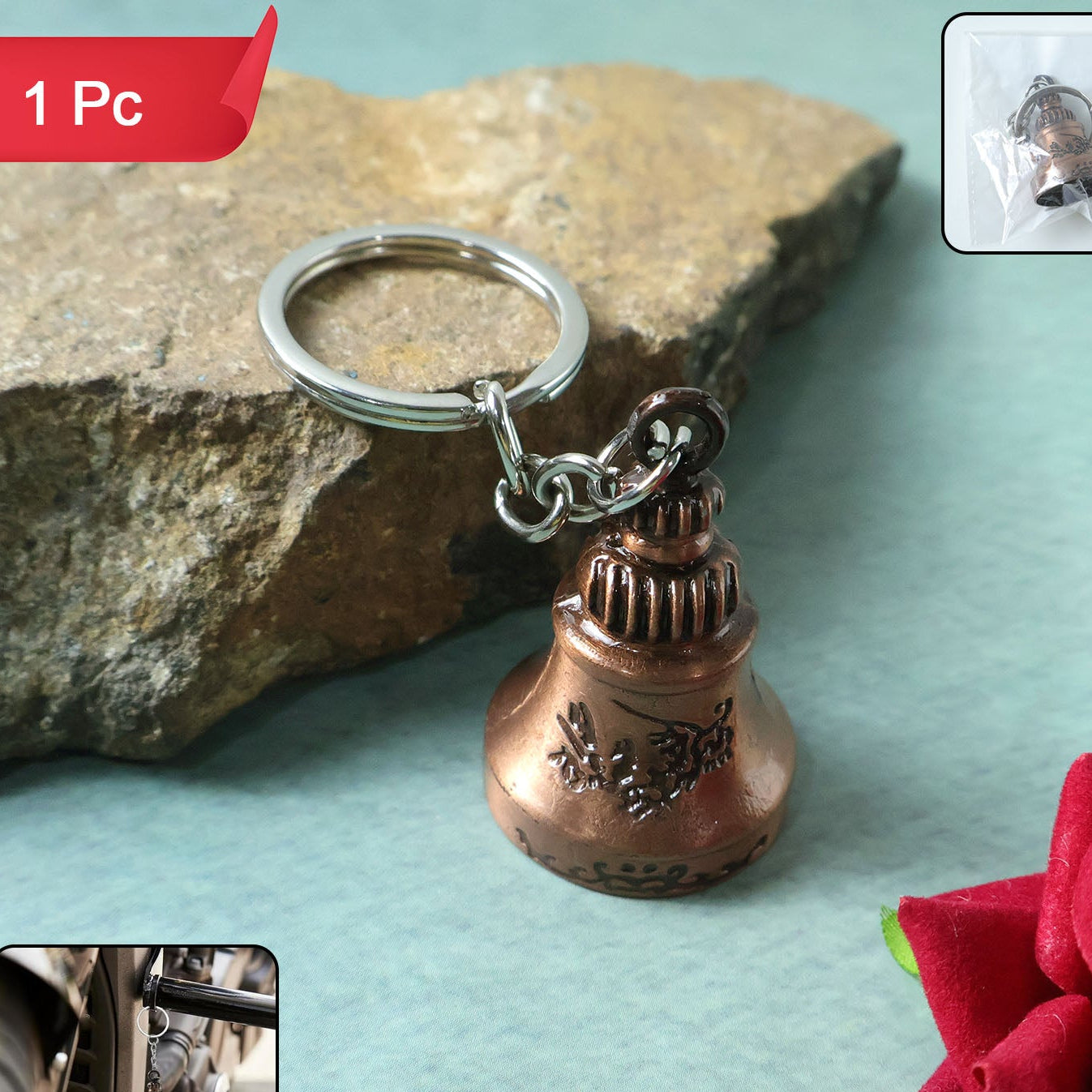 Mini Metal Bell Keychain with Engraving - 1 Piece - Happy Price - Image 1