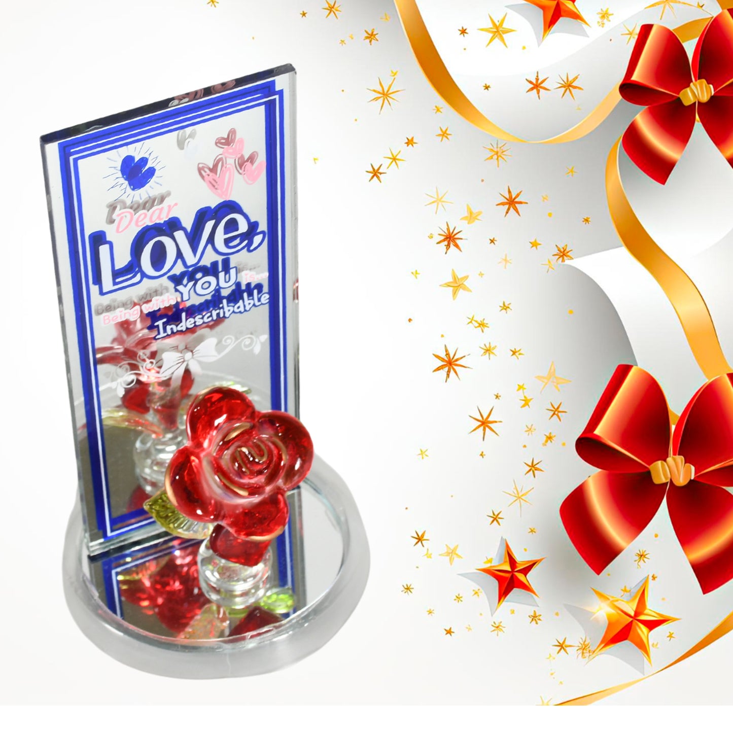 Lovely Rose Gift Showpiece Love Showpiece Valentines Day Gift Cute Anniversary Wedding Birthday Boyfriend Husband Romantic Unique Gift Set Home Decoration Gift Set (1 Pc) - Happy Price - Image 2