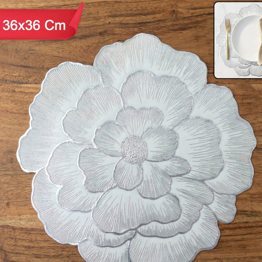 Round Floral Design Pvc Table Mat 1 Pc 36x36 Cm