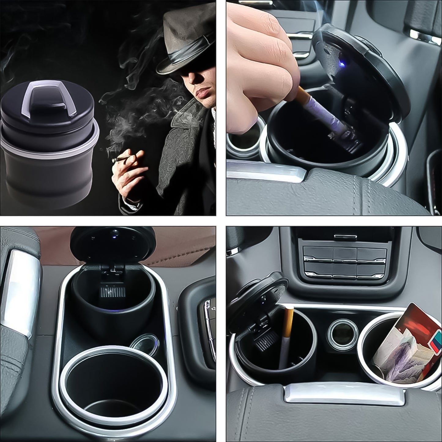 Portable Car Ashtray With Lid And Blue Led Light (1 Pc  With Color Box) - Happy Price - Image 5