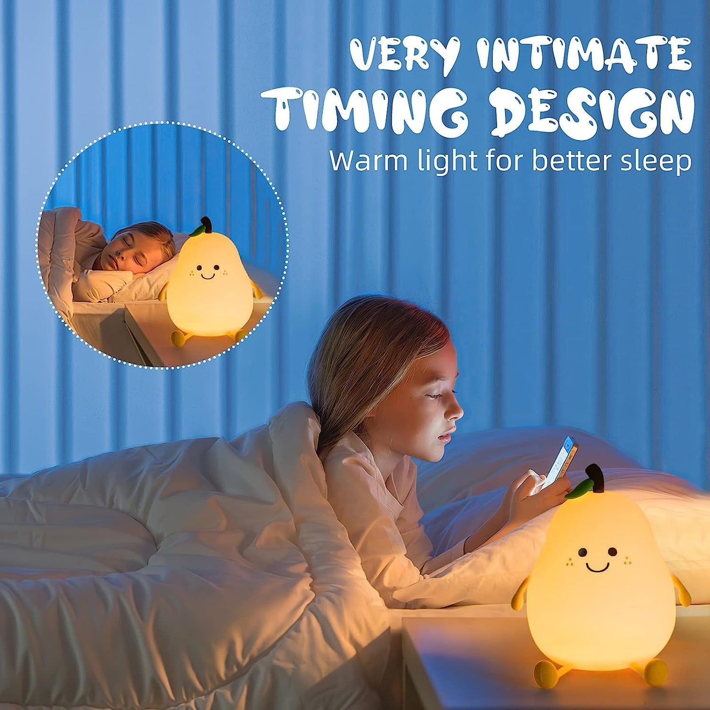 Cute Pear Silicone Night Lamp with Touch Control & Multi-Color Modes (1 Pc) - Happy Price - Image 2