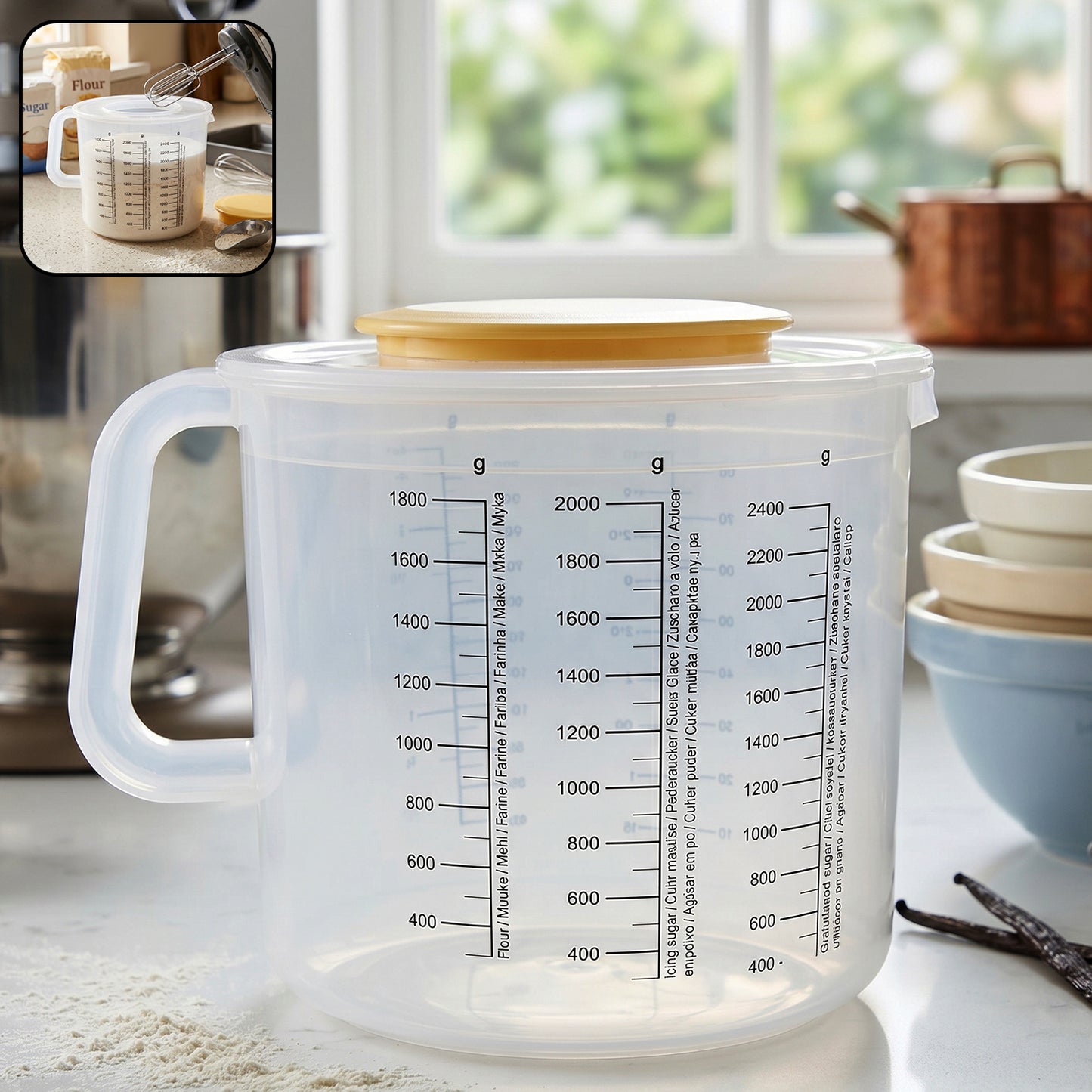 Large Capacity Food Measuring Container with Lid - 2000g Dry Ingredient Storage Box, 1 Pc - Happy Price - Image 2