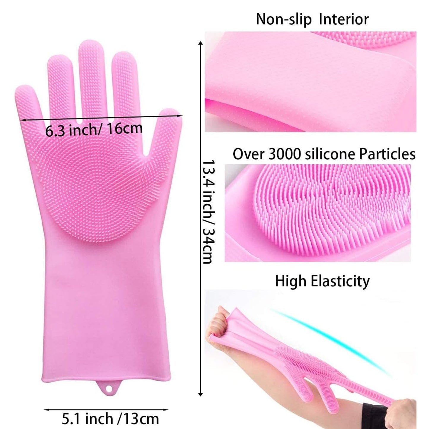 Dishwashing Gloves With Scrubber Silicone Cleaning Reusable Scrub Gloves For Wash Dish Kitchen Bathroom Pet Grooming Wet And Dry Glove (1 Pc Left Hand Gloves) - Happy Price - Image 7