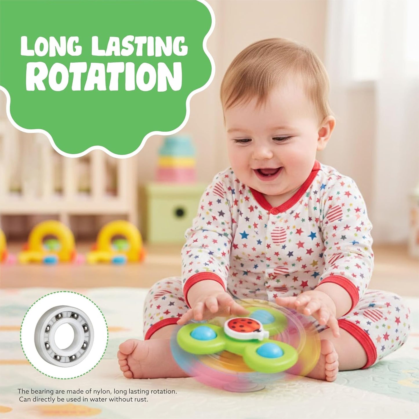 3 Pc Baby Spinner Toy Set with Suction Cups for Sensory Play - Happy Price - Image 5