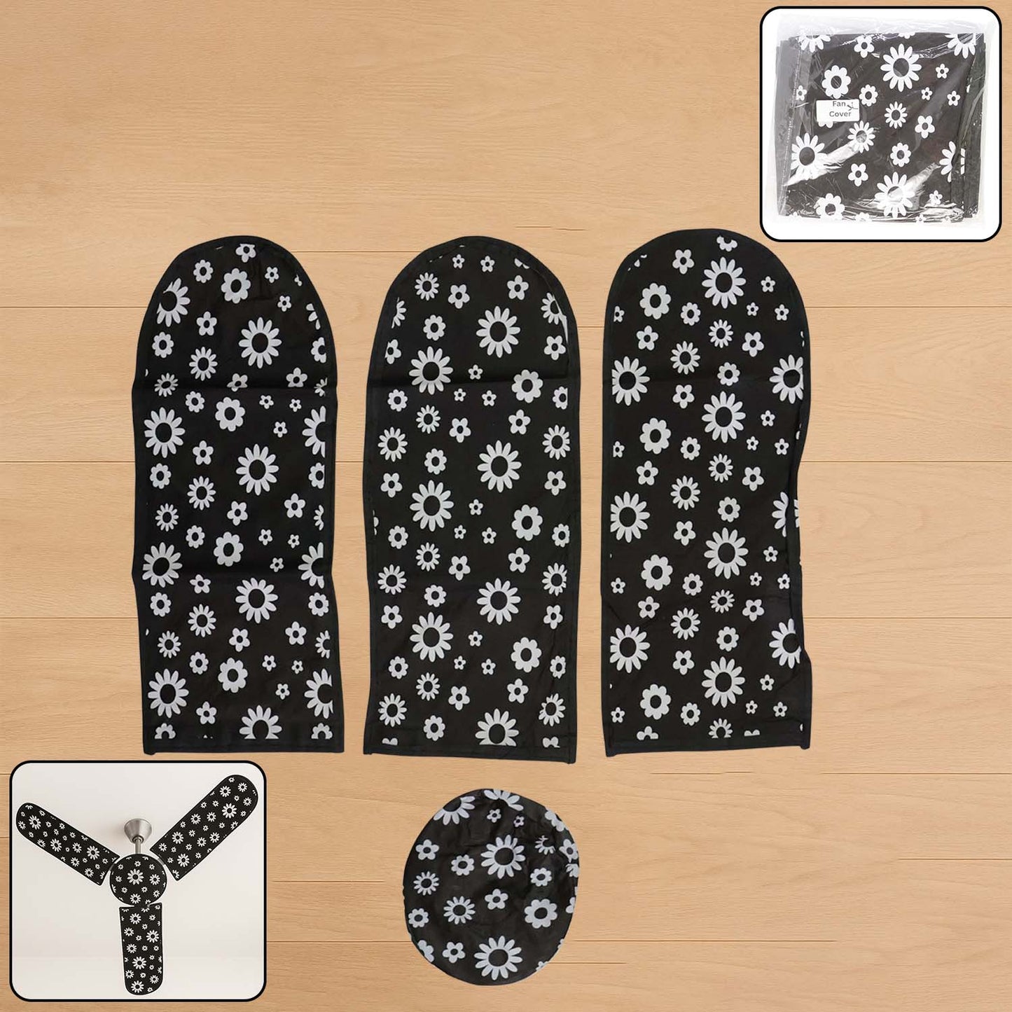 4-Piece Washable Ceiling Fan Cover Set for Dust Protection - Happy Price - Image 2
