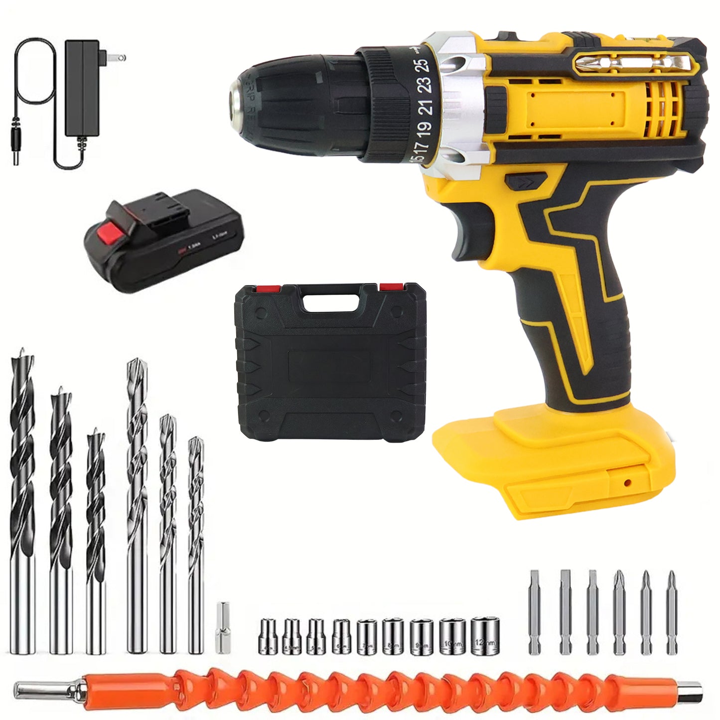 Cordless Drill Machine Tool Kit with Bits and Carry Case - Happy Price - Image 3