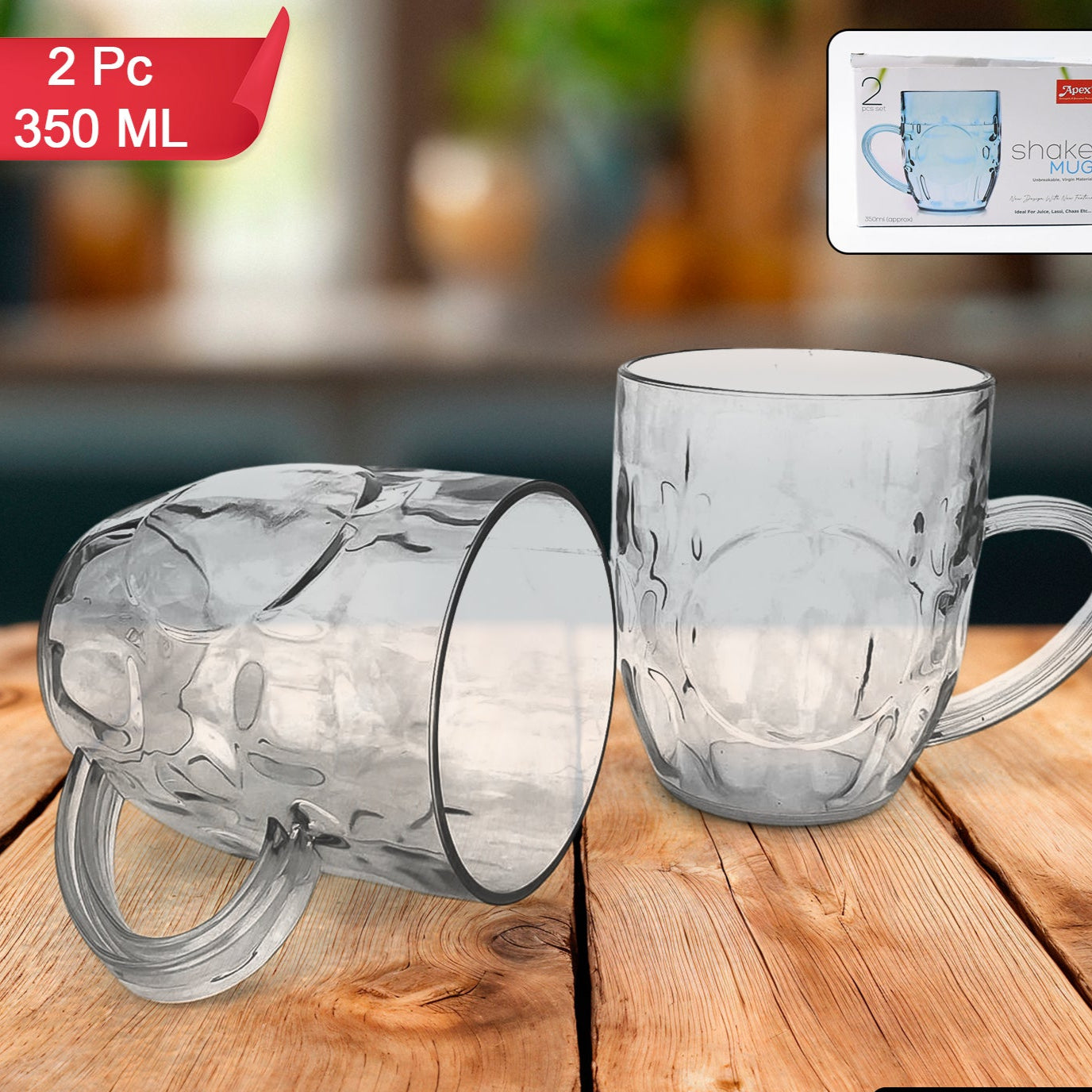 Apex Shake Mug Set  2 Pieces Durable Plastic Mugs (350ml) Approx - Happy Price - Image 1