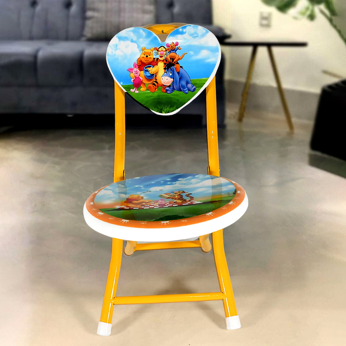 Heart Shape Kids Chair Cartoon Printed Foldable Kids  Children Folding Chair For Playrooms Schools Daycares And Home. Metal And Fibre Body Picnic Beach Camping Chair (1 Pc) - Happy Price - Image 6
