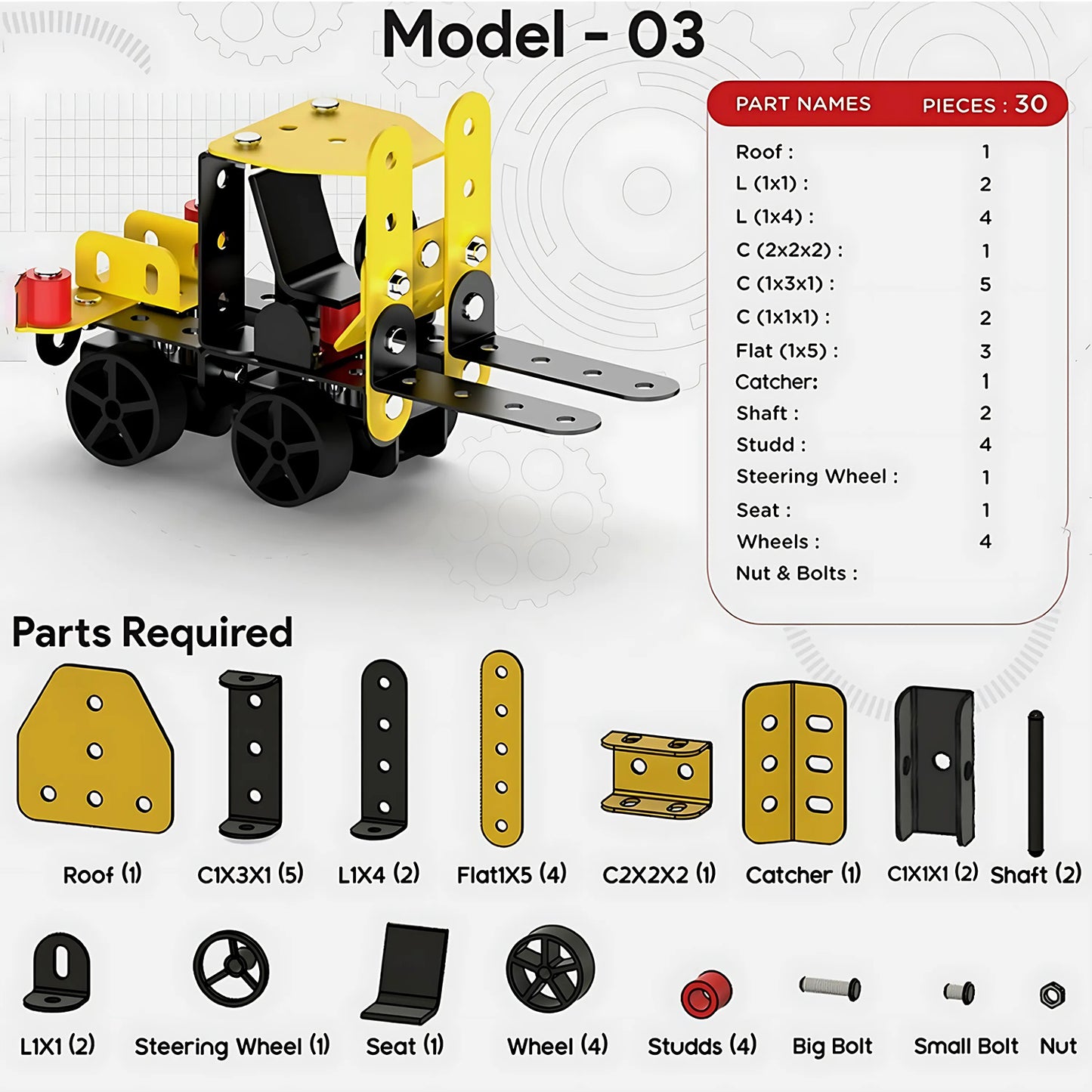 Aditi 5-in-1 Mecha Racer DIY Construction Kit - 38 Pieces STEM Toy for Kids 8+ - Happy Price - Image 4