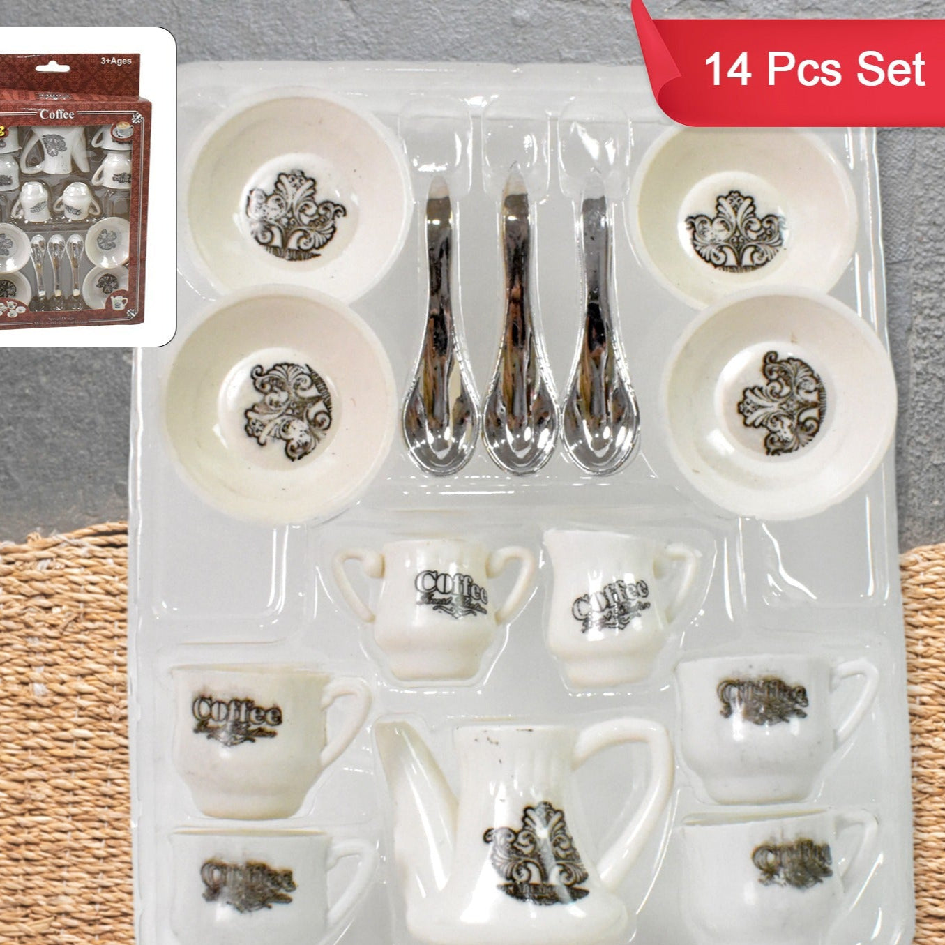 Tickles Tea Toy Set  Coffee Kitchen Plastic Set Toy For Kids Boys  Girls (14 Pcs) - Happy Price - Image 1