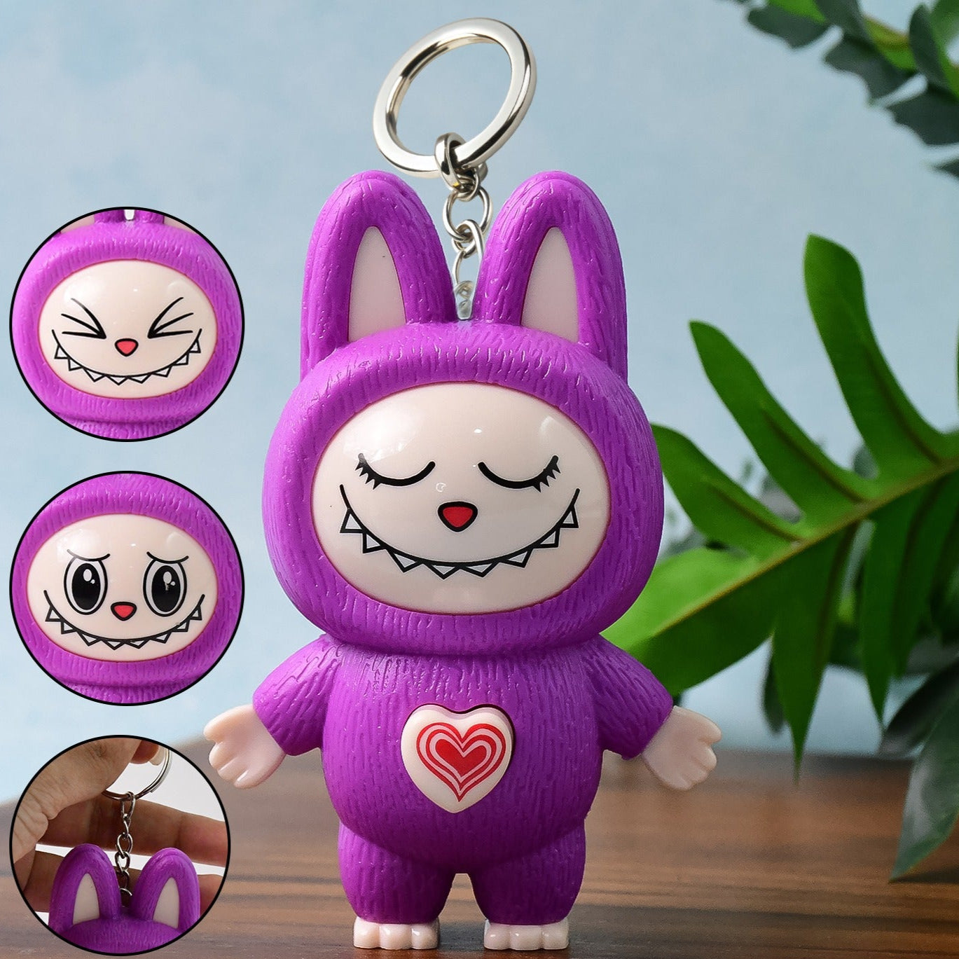 Face Changing Cartoon Character Keychain with Key Holder (1 Pc) - Happy Price - Image 1