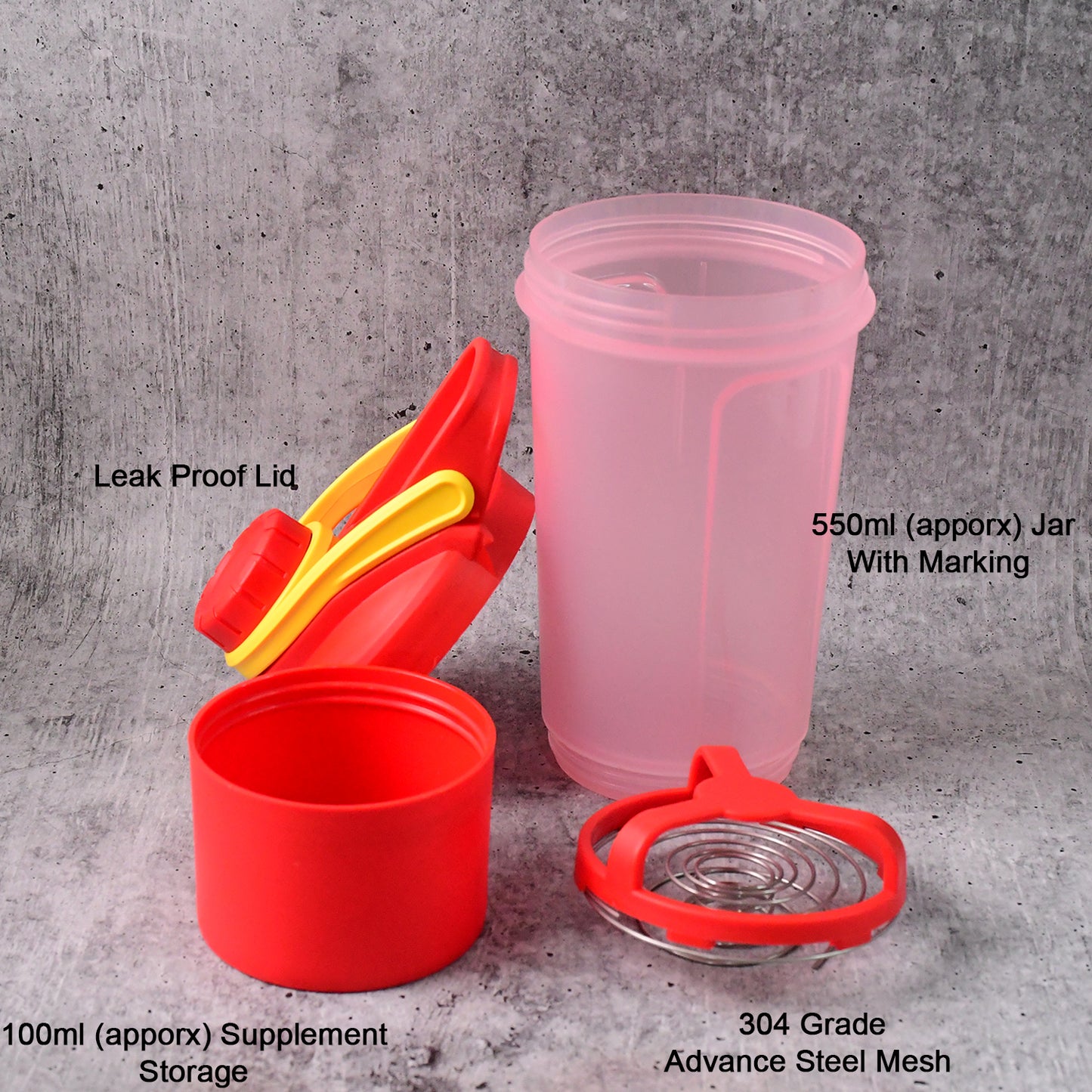 Premium Gym Shaker Bottle with Mixing Ball - 550ml, Leak-Proof for Fitness Drinks - Happy Price - Image 4