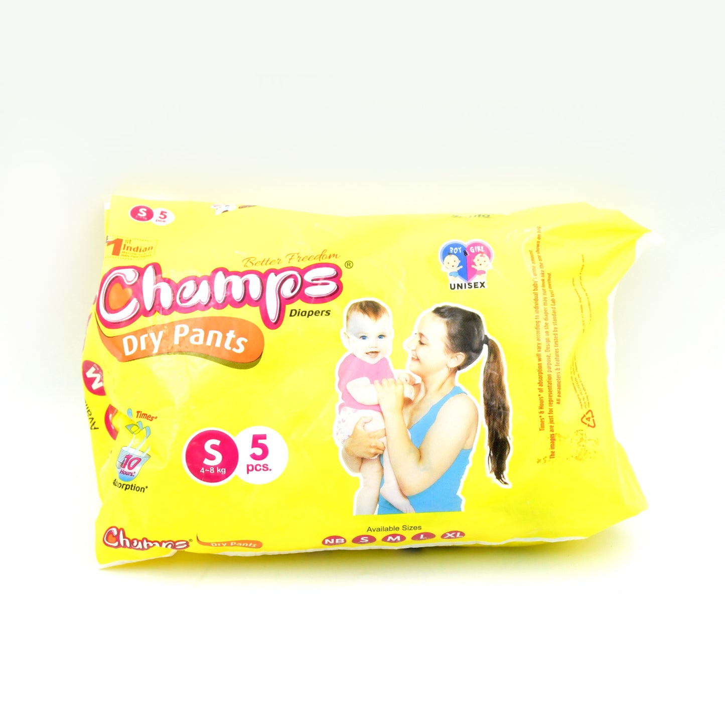Small  Champs Dry Pants Style Diaper- Small Best For Travel  Absorption Champs Baby Diapers Champs Soft And Dry Baby Diaper Pants (S5 Pcs ) - Happy Price - Image 4
