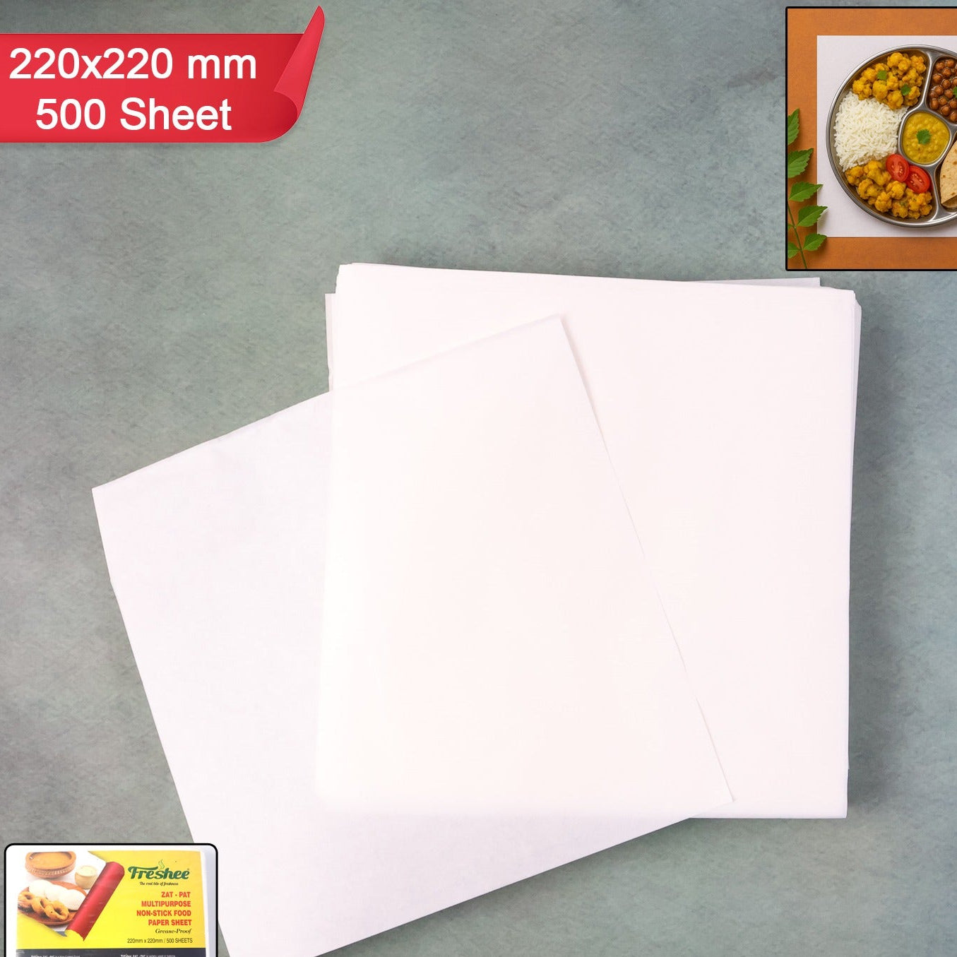 Food Paper Sheets - 220x220mm, 500 Count, Non-Stick & Grease-Resistant - Happy Price - Image 1