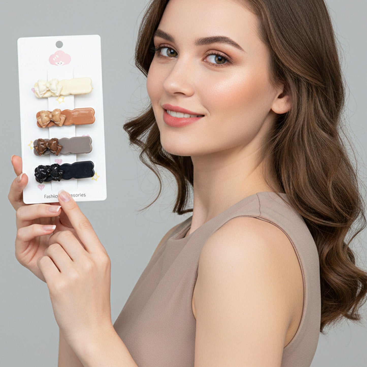 4 Piece Bow Design Hair Clips Set for Women & Girls - Happy Price - Image 6