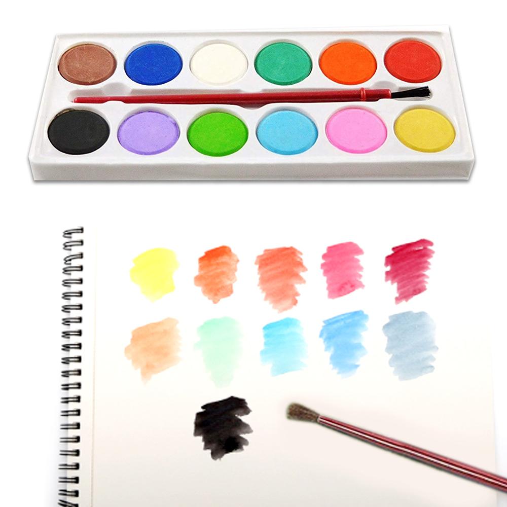 Painting Water Color Kit - 12 Shades And Paint Brush (13 Pcs) - Happy Price - Image 6