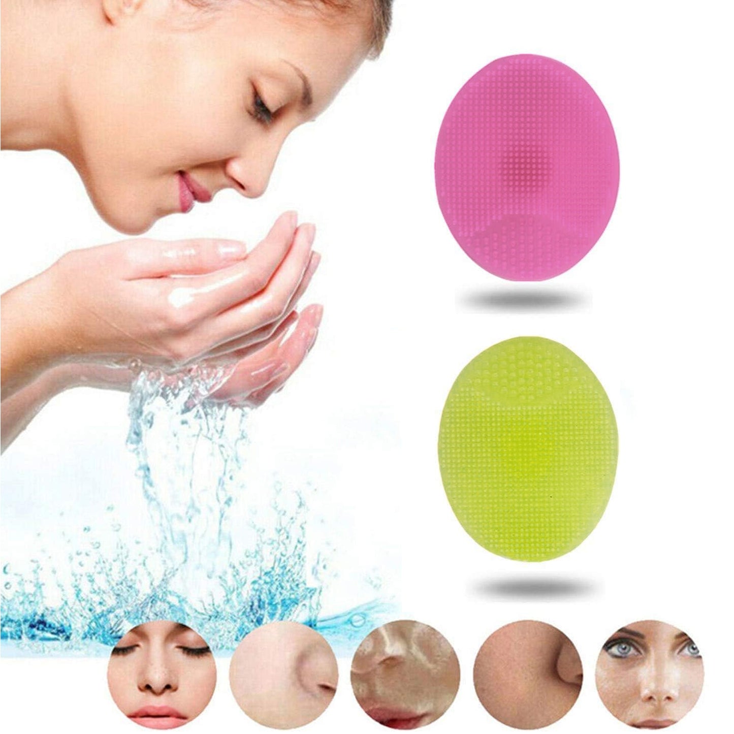 Bath  Facial Cleansing Brush Soft Silicone Face Scrubber (2 Pc Set) - Happy Price - Image 2