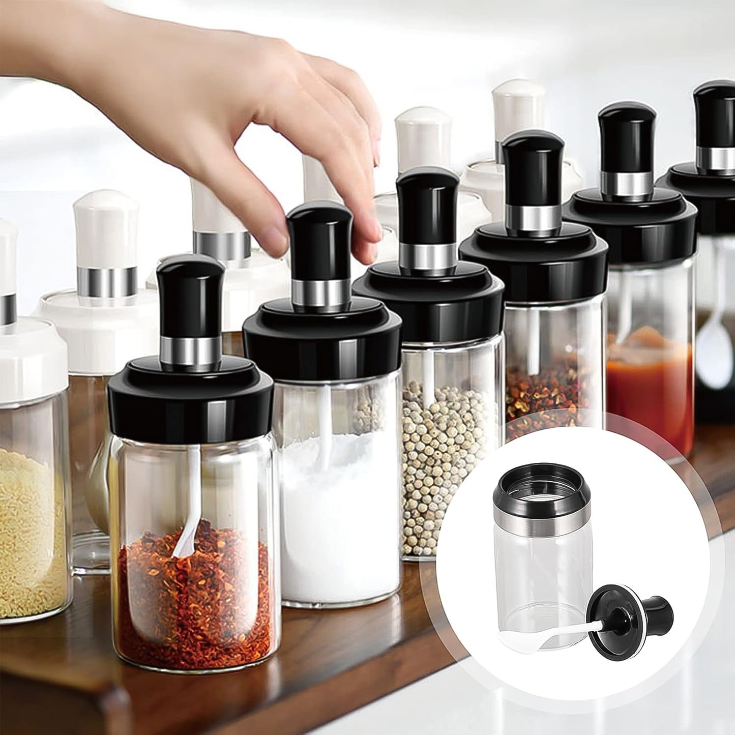250ml Glass Storage Jar with Integrated Spoon and Airtight Rotating Lid - Happy Price - Image 5