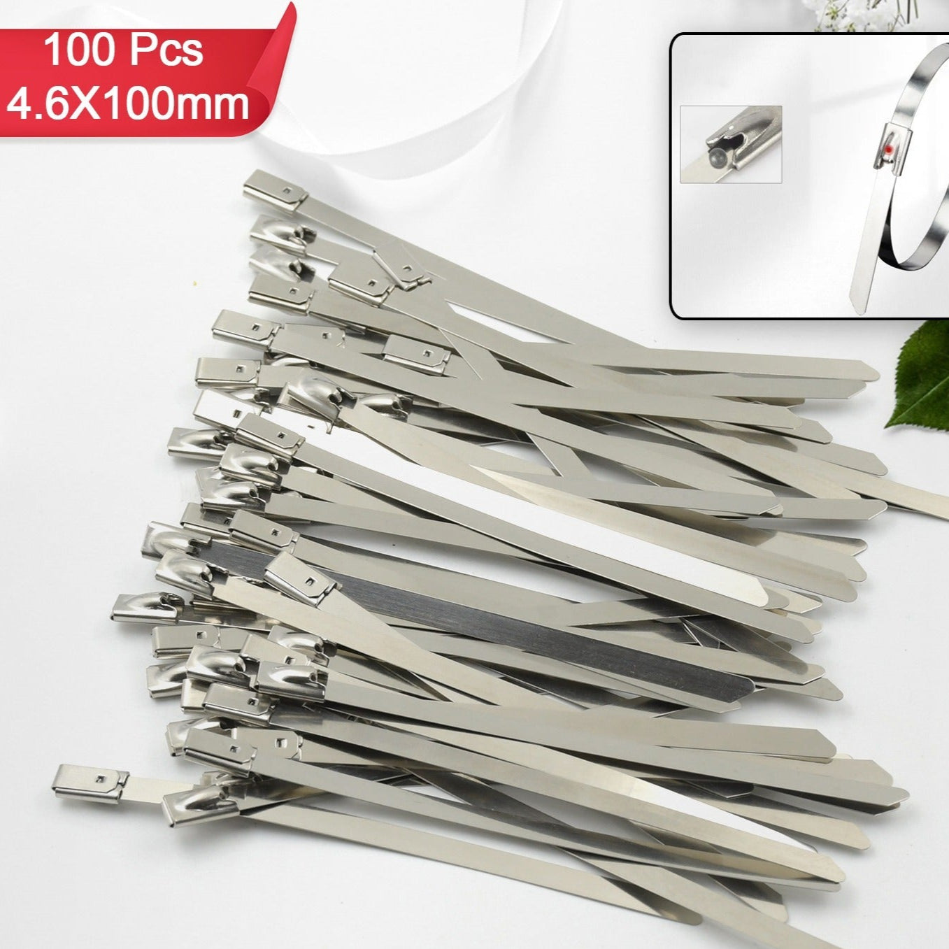 Stainless Steel Cable Tie Used For Solar Industrial And Home Improvement Multipurpose High Strength Self-locking Zip Ties Multi-purpose Tie Portable Rustproof 100pcs Wide Application Zip Tie Set For Building ( 4.6x200mm  4.6x100mm   100 Pcs Set) - Happy Price - Image 1
