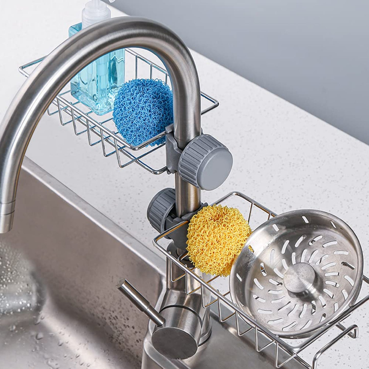 Stainless Steel Faucet Holder for Kitchen Sink - Sponge & Soap Organizer (1 Pc) - Happy Price - Image 4