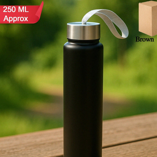 Portable Stainless Steel Water Bottle With Strap (Approx 250ml) - Happy Price - Image 1