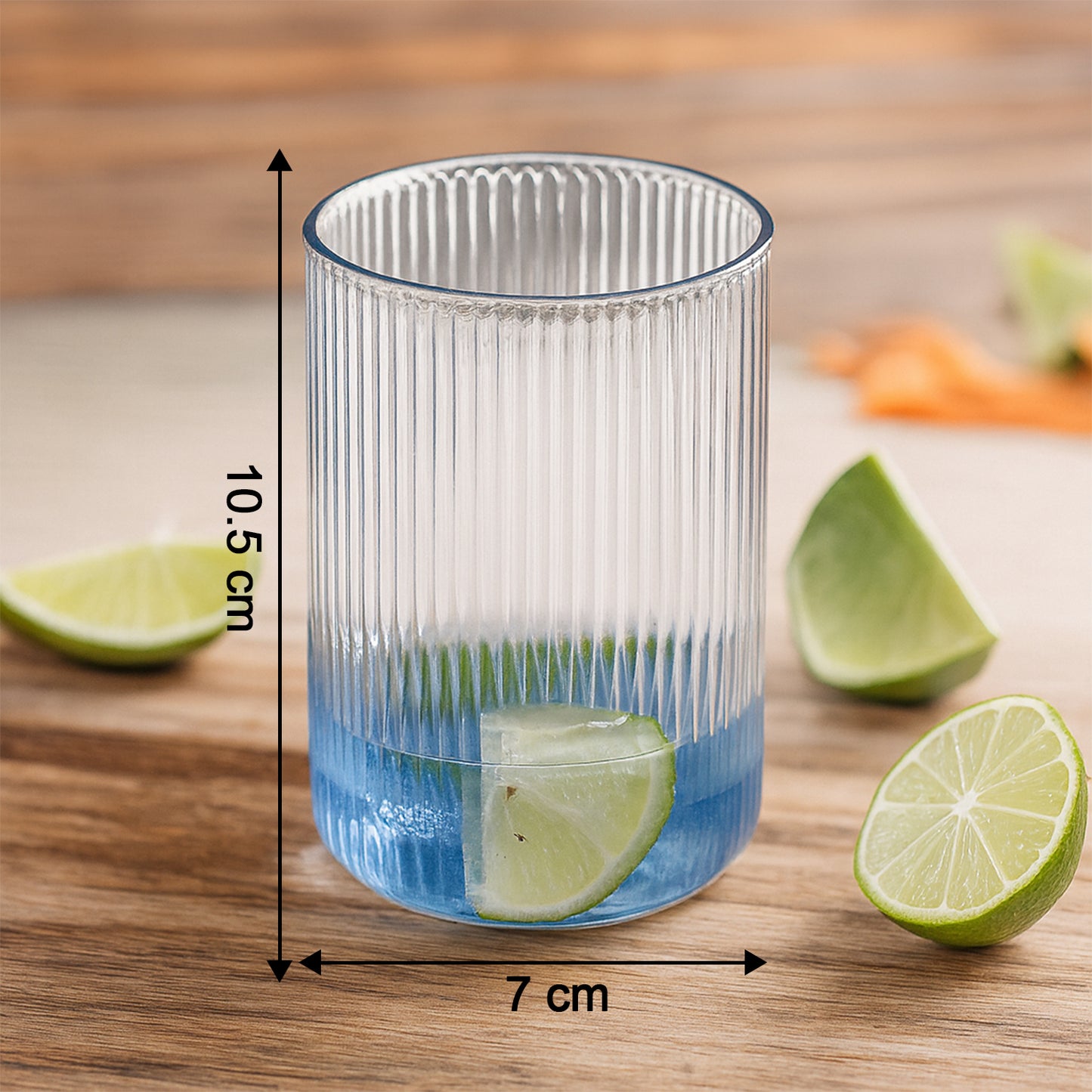 Supermom Casa 6 Pc Transparent 300ml Tall Ribbed Plastic Glass Set - Happy Price - Image 3
